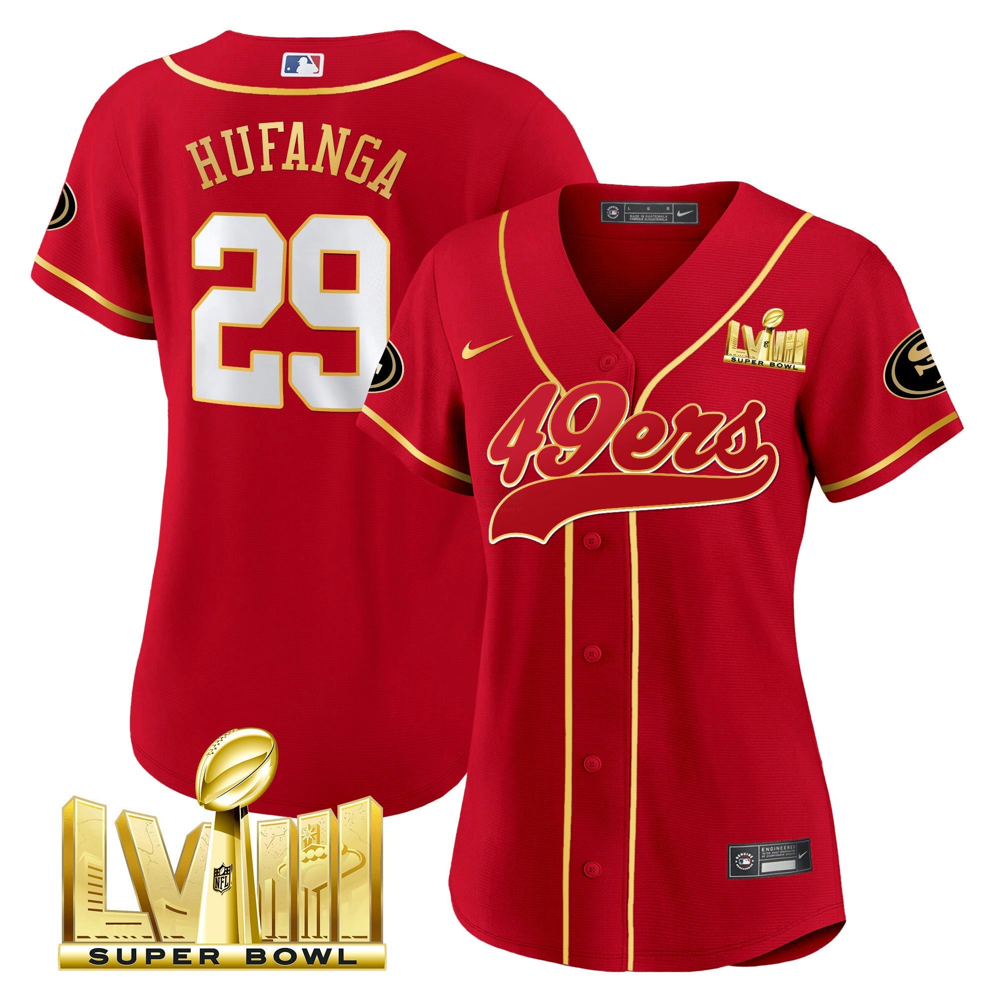 Camisa NFL Women’s Super Bowl LVIII Dourada Patch Jersey