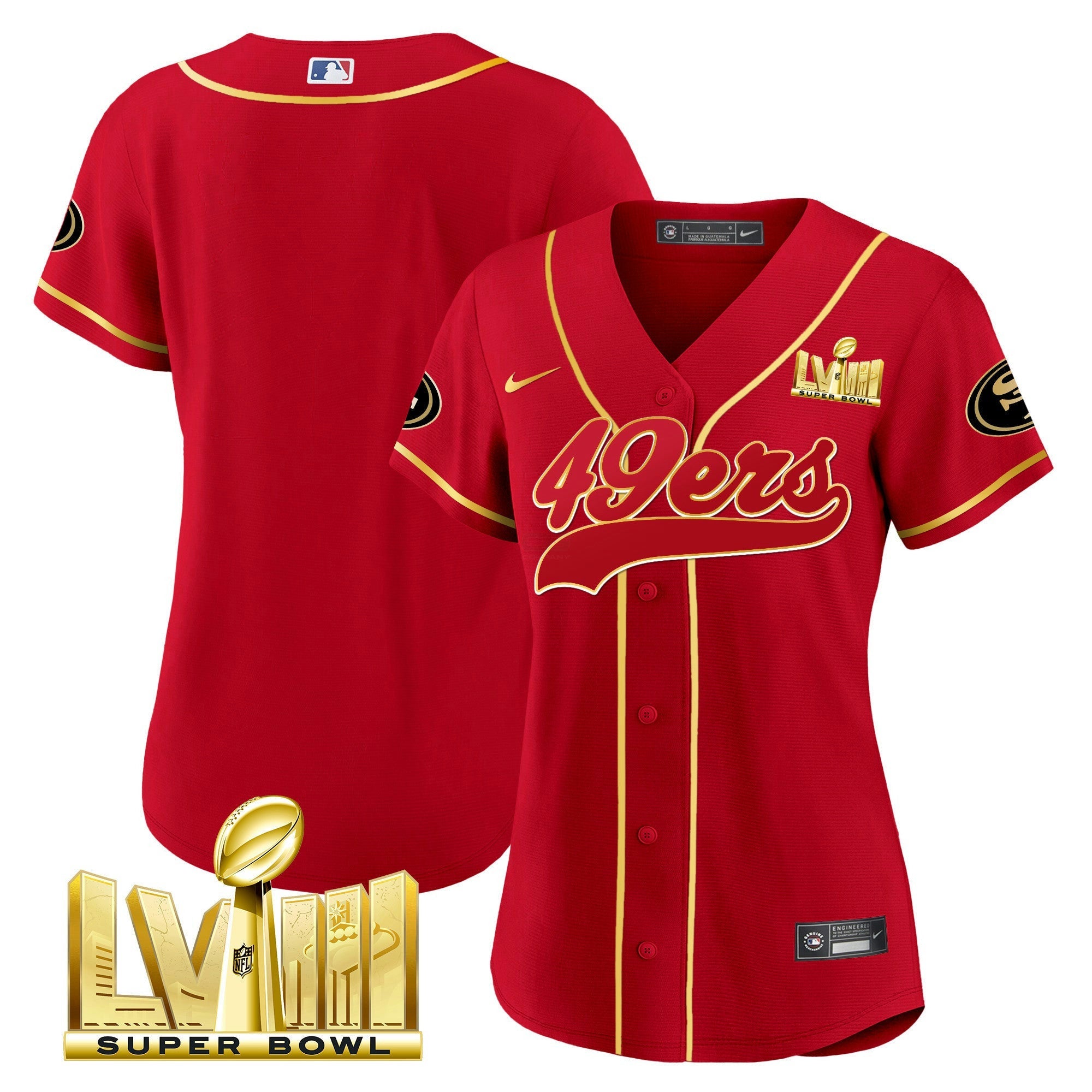 Camisa NFL Women’s Super Bowl LVIII Dourada Patch Jersey