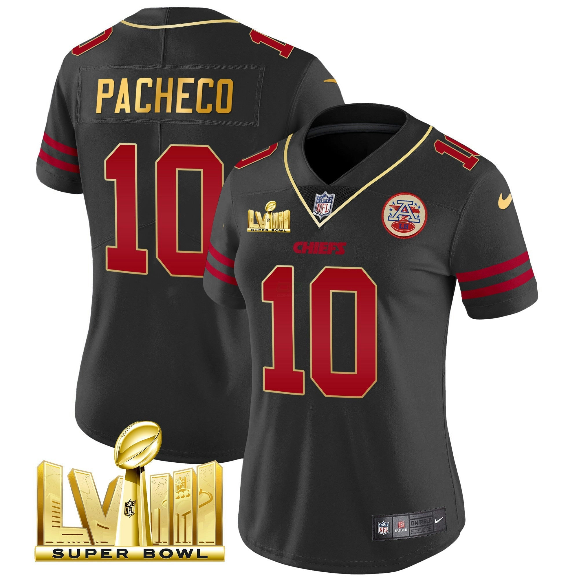 Camisa NFL Women’s Super Bowl LVIII Dourada Patch Vapor Jersey