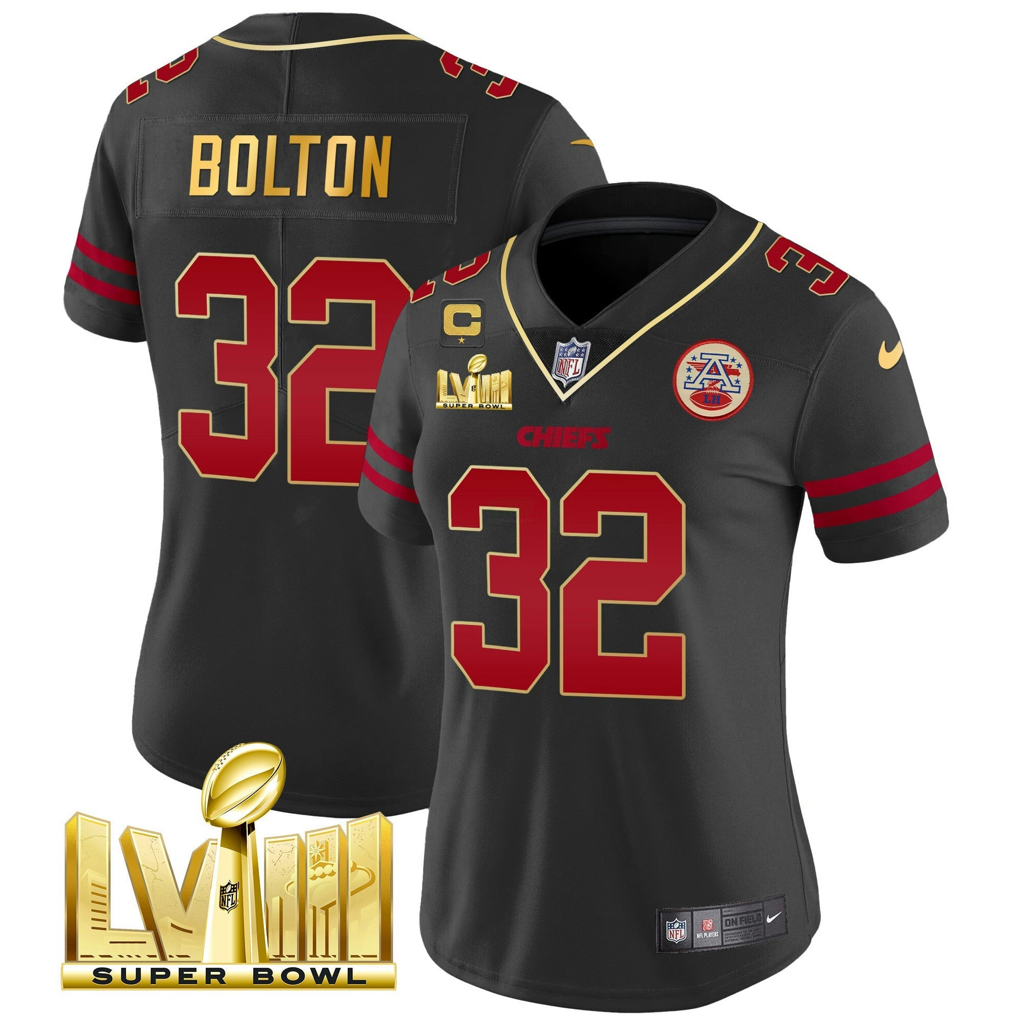 Camisa NFL Women’s Super Bowl LVIII Dourada Patch Vapor Jersey