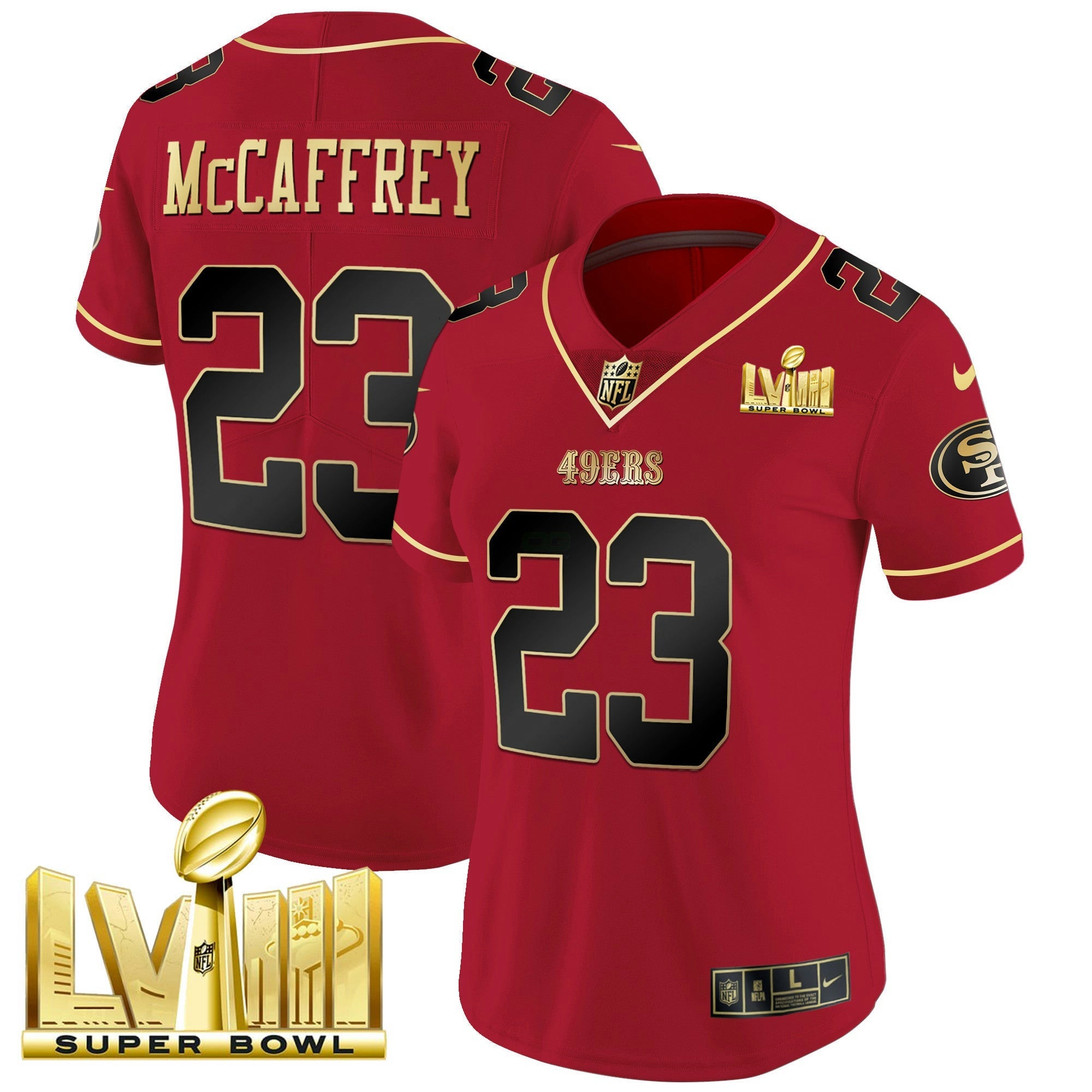 Camisa NFL Women’s Super Bowl LVIII Dourada Patch Vapor Jersey