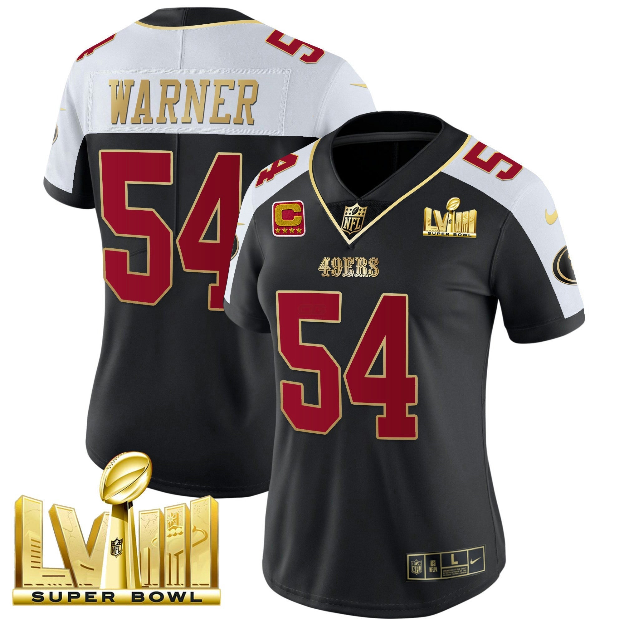 Camisa NFL Women’s Super Bowl LVIII Dourada Patch Vapor Jersey