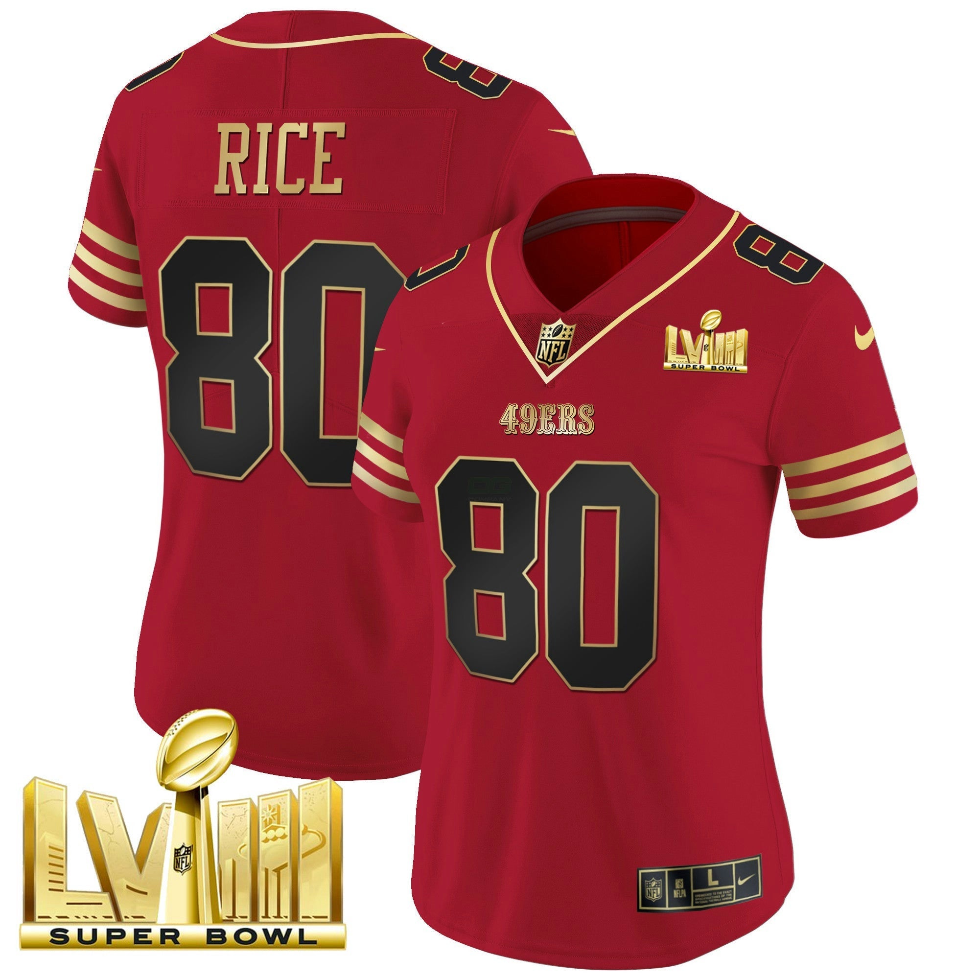 Camisa NFL Women’s Super Bowl LVIII Dourada Patch Vapor Jersey
