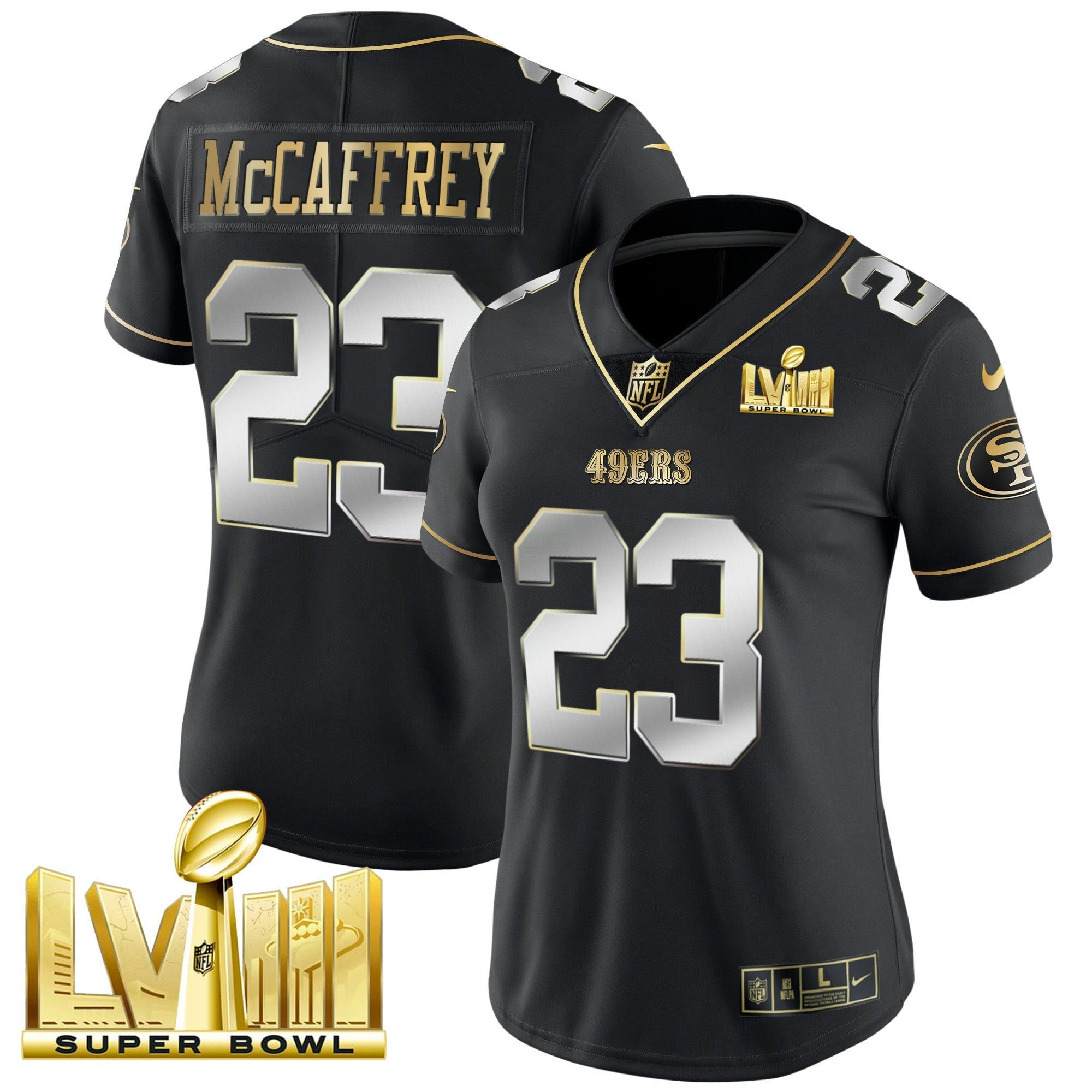 Camisa NFL Women’s Super Bowl LVIII Dourada Patch Vapor Jersey