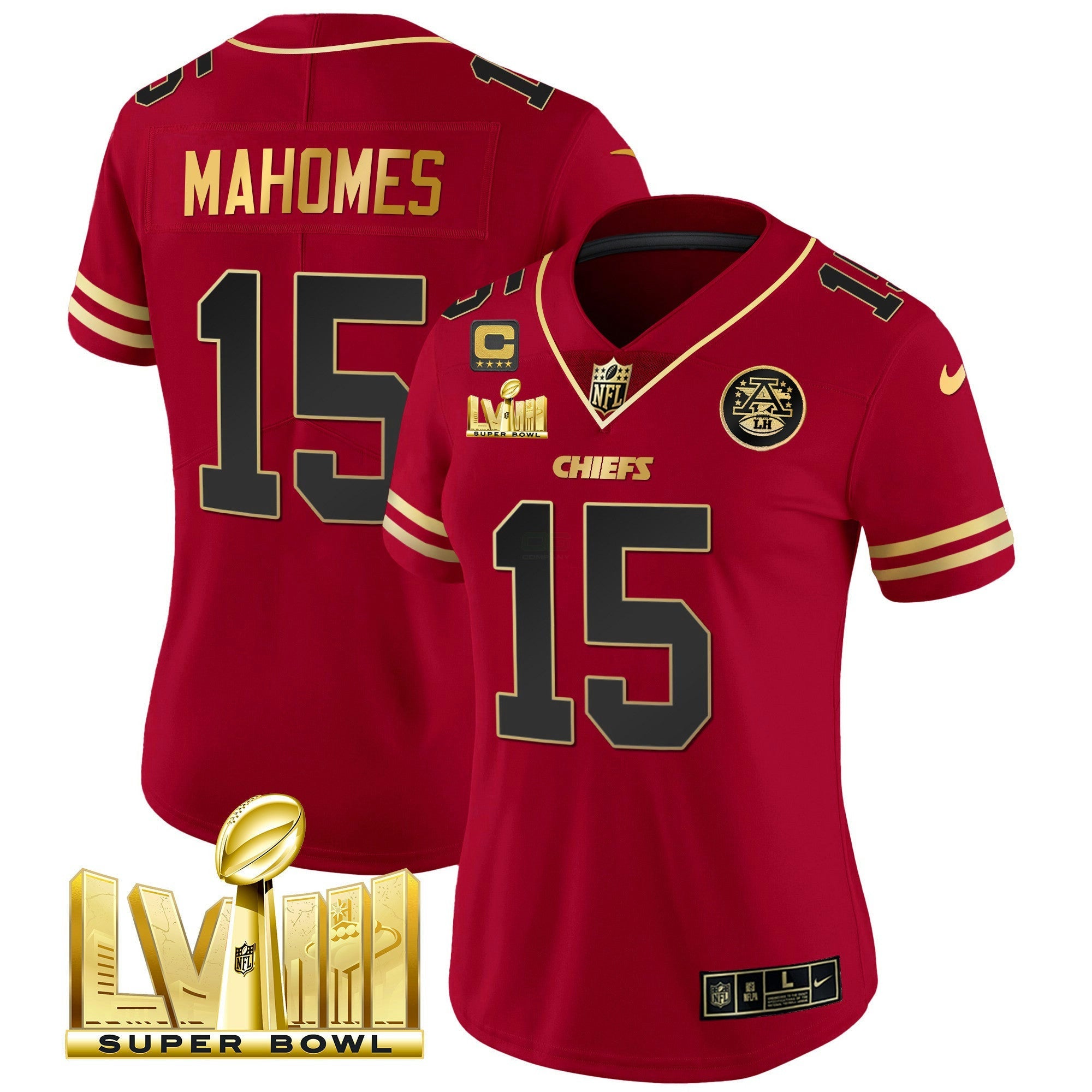 Camisa NFL Women’s Super Bowl LVIII Dourada Patch Vapor Jersey