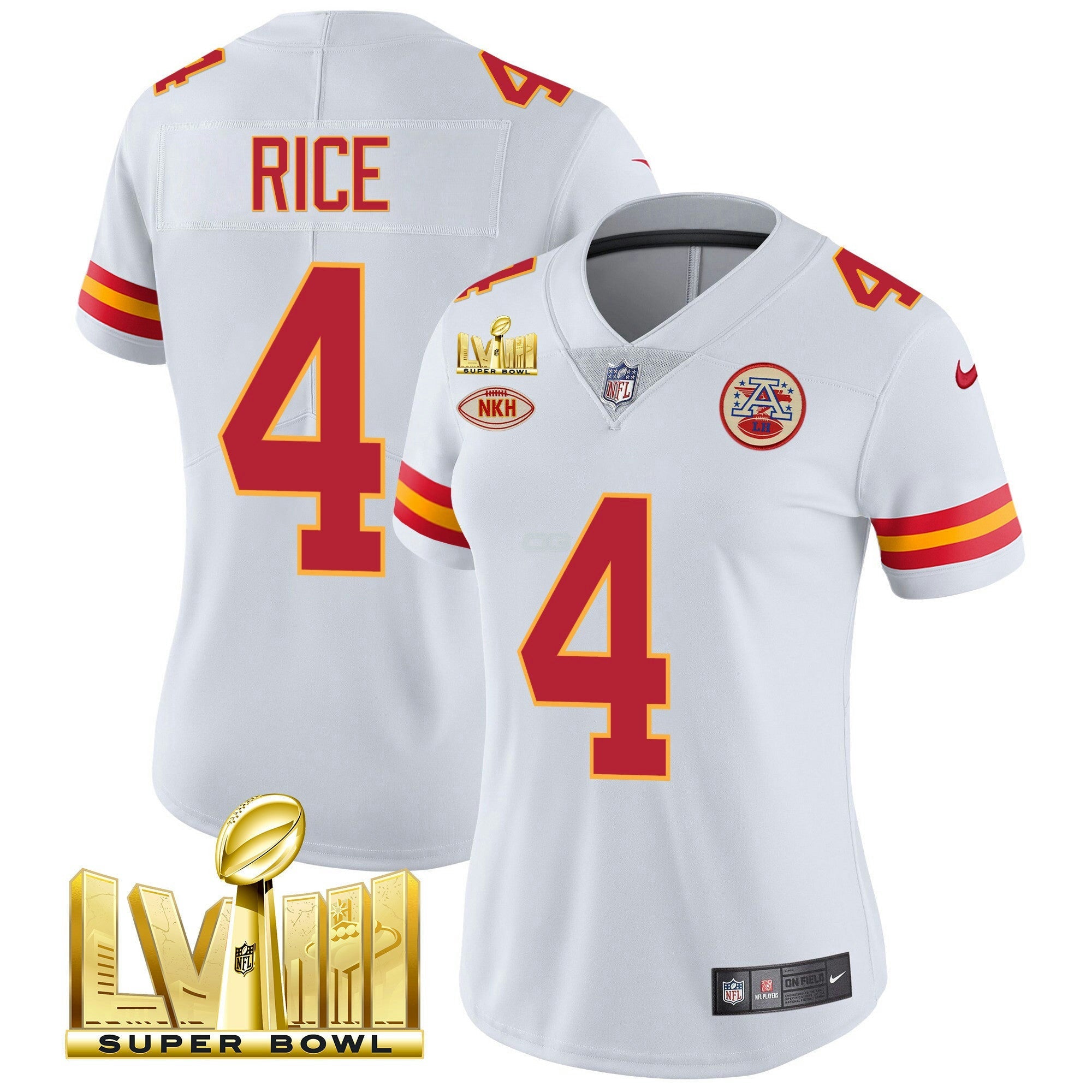 Camisa NFL Women’s Super Bowl LVIII Dourada Patch Vapor Jersey V2