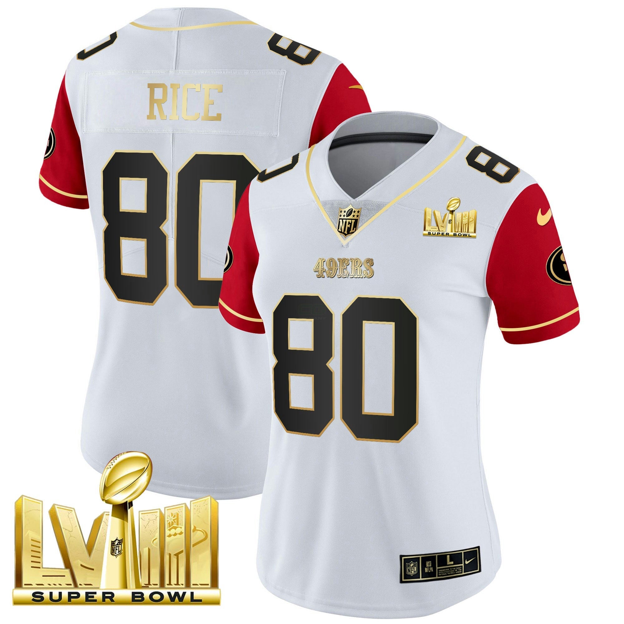 Camisa NFL Women’s Super Bowl LVIII Dourada Patch Vapor Jersey V2