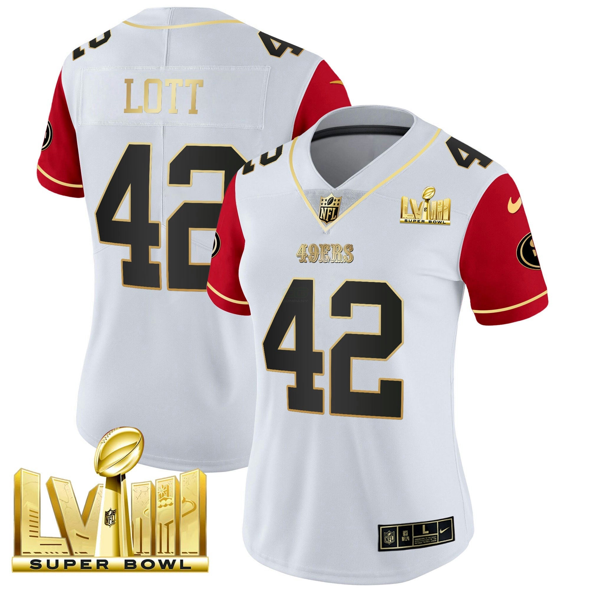 Camisa NFL Women’s Super Bowl LVIII Dourada Patch Vapor Jersey V2