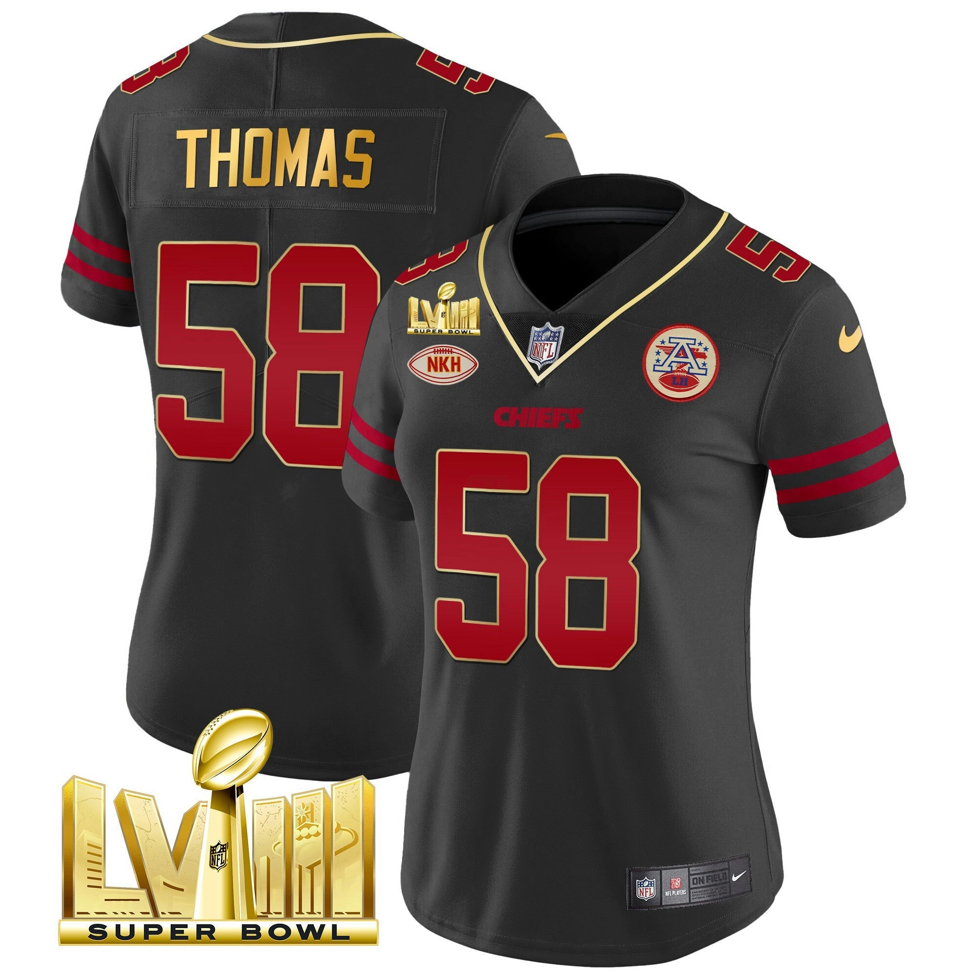 Camisa NFL Women’s Super Bowl LVIII Dourada Patch Vapor Jersey V2