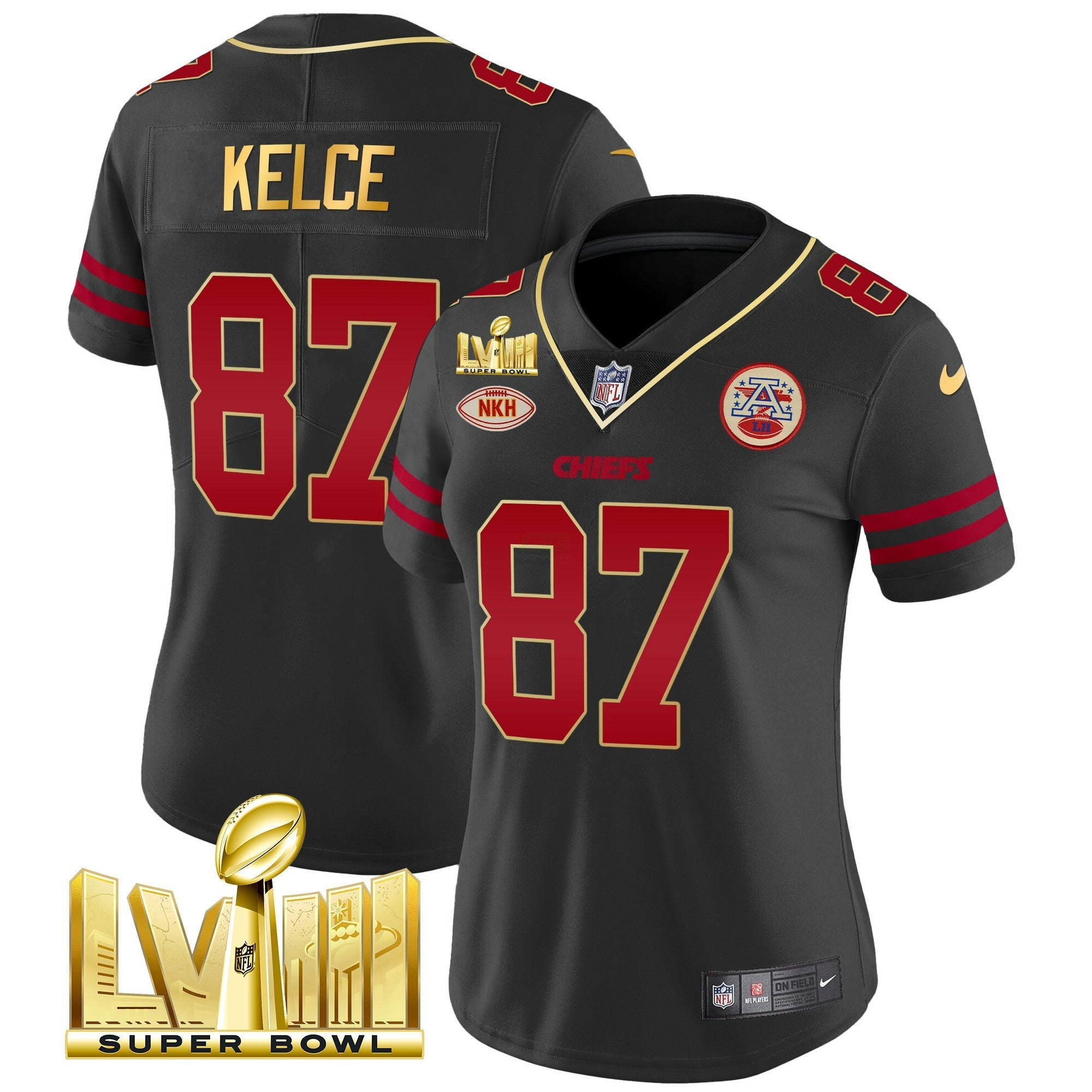 Camisa NFL Women’s Super Bowl LVIII Dourada Patch Vapor Jersey V2