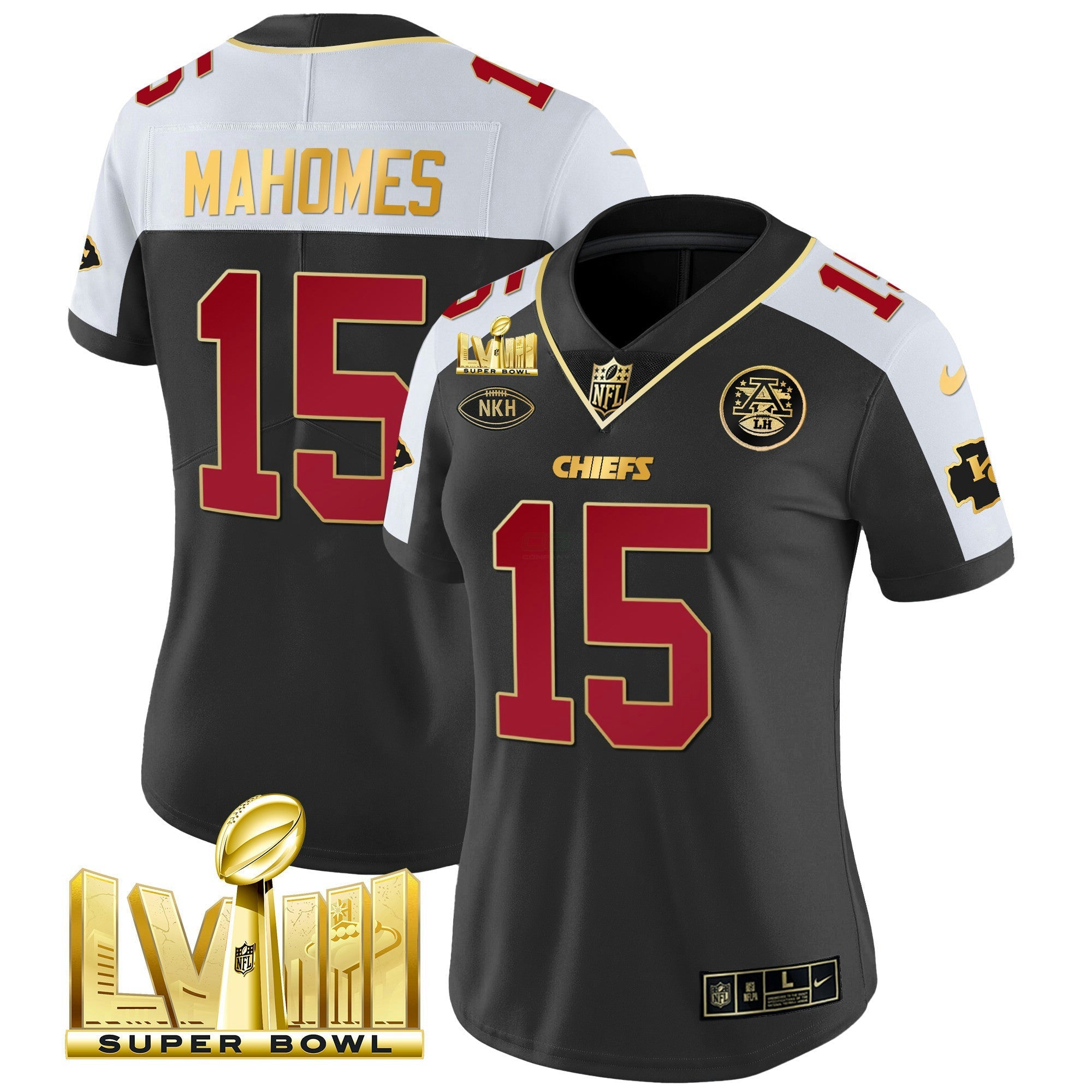 Camisa NFL Women’s Super Bowl LVIII Dourada Patch Vapor Jersey V2
