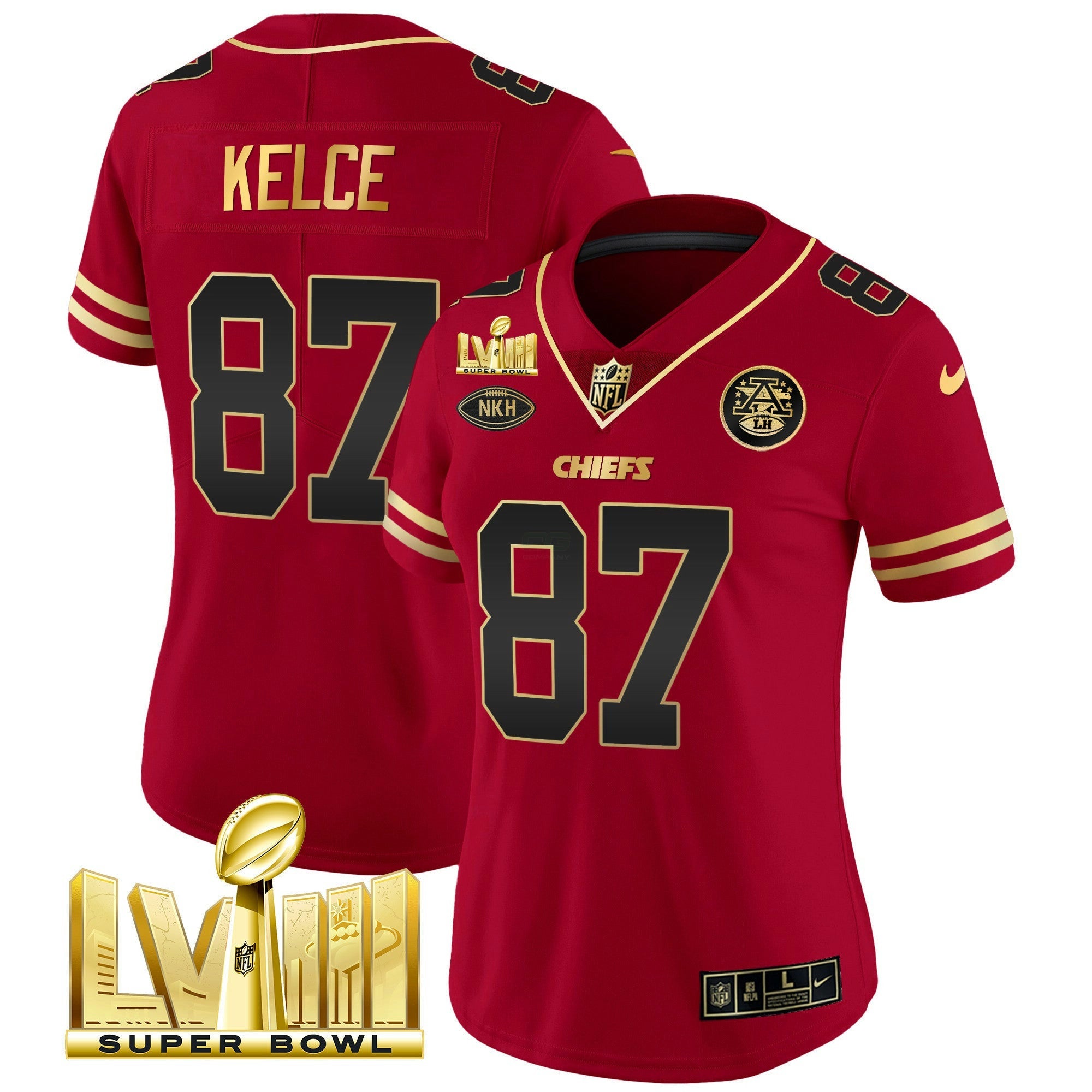 Camisa NFL Women’s Super Bowl LVIII Dourada Patch Vapor Jersey V2