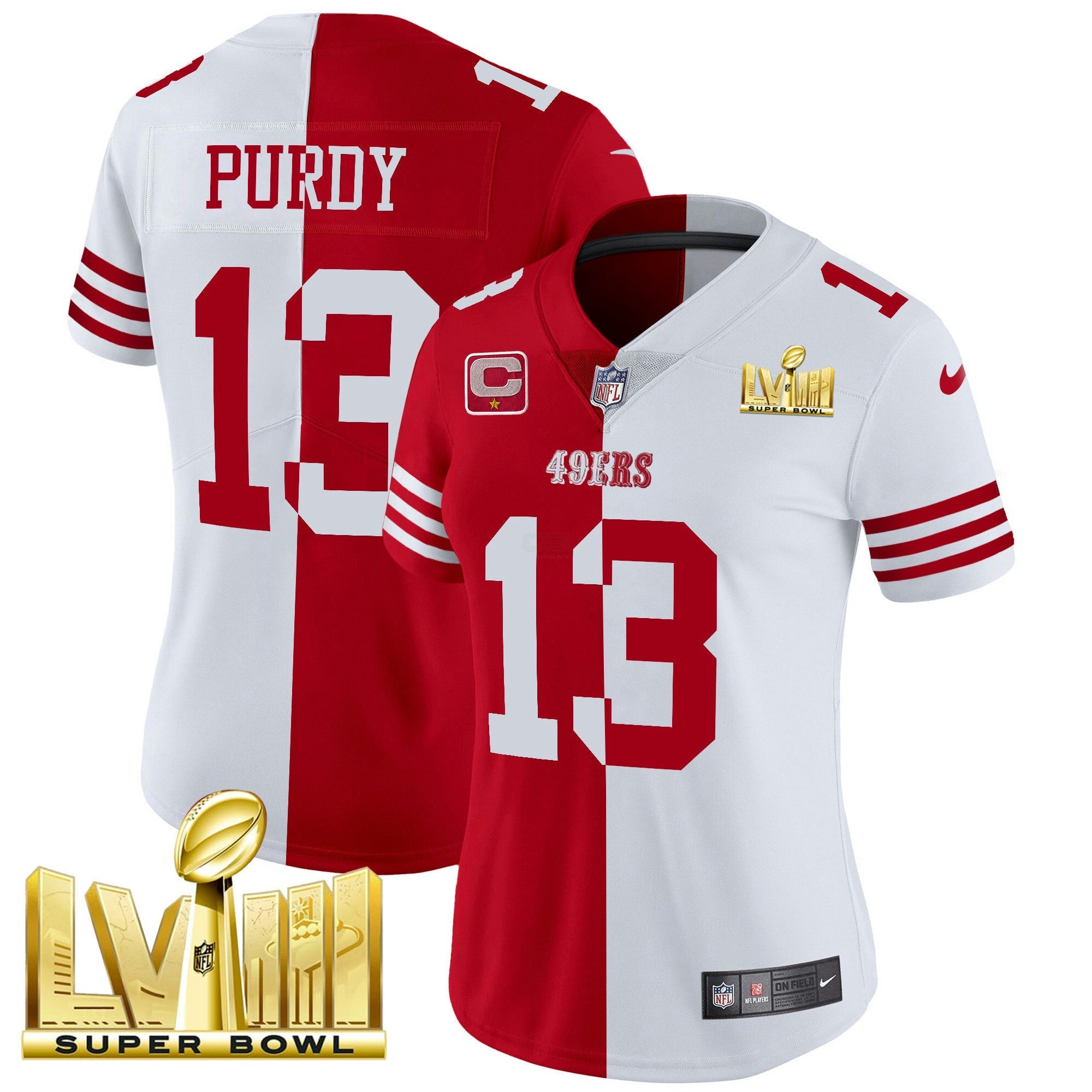 Camisa NFL Women’s Super Bowl LVIII Dourada Patch Vapor Jersey V2