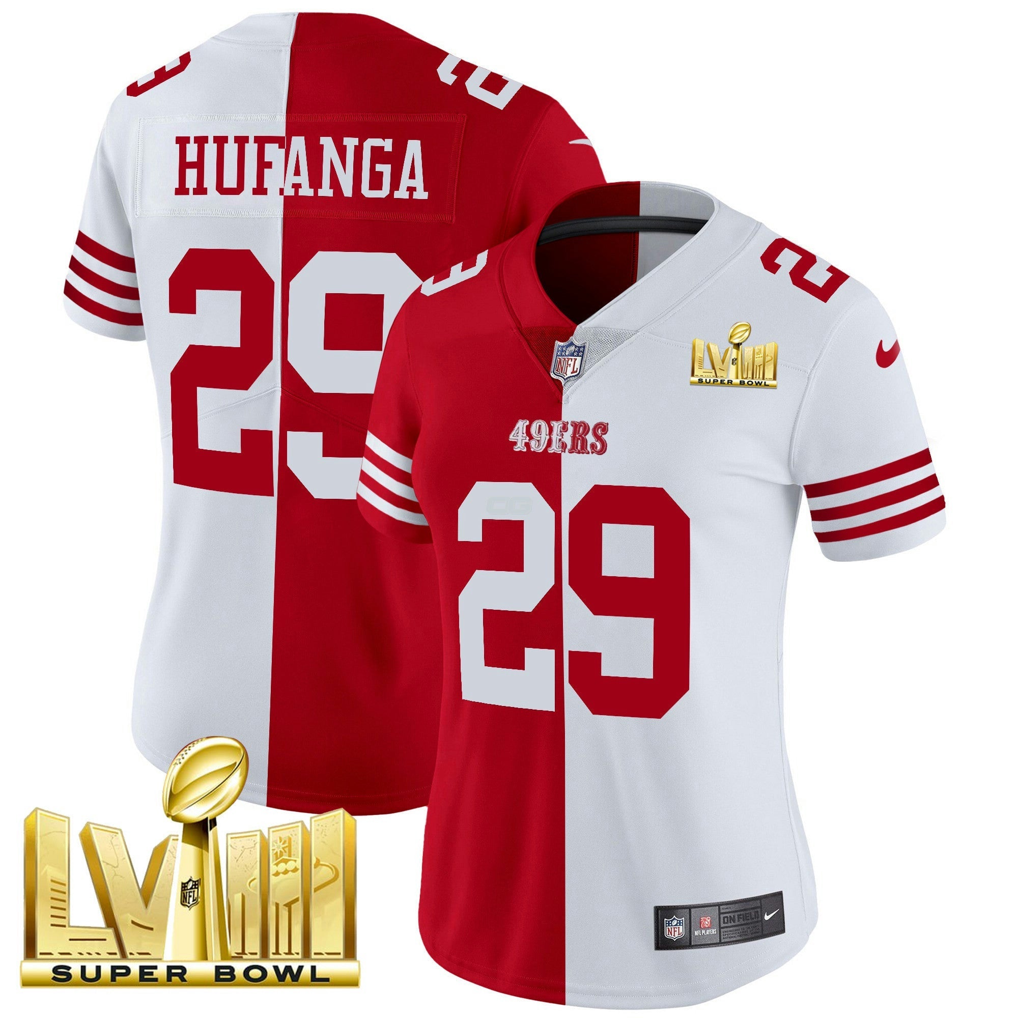 Camisa NFL Women’s Super Bowl LVIII Dourada Patch Vapor Jersey V2
