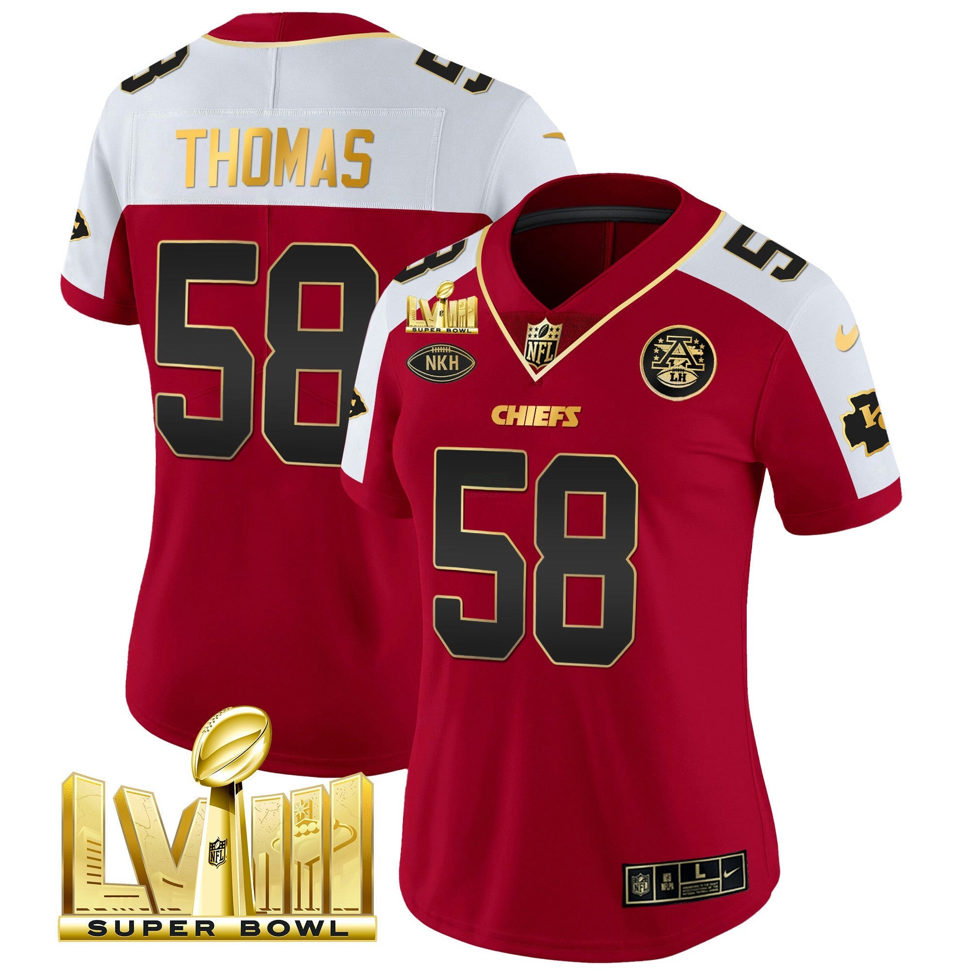 Camisa NFL Women’s Super Bowl LVIII Dourada Patch Vapor Jersey V2