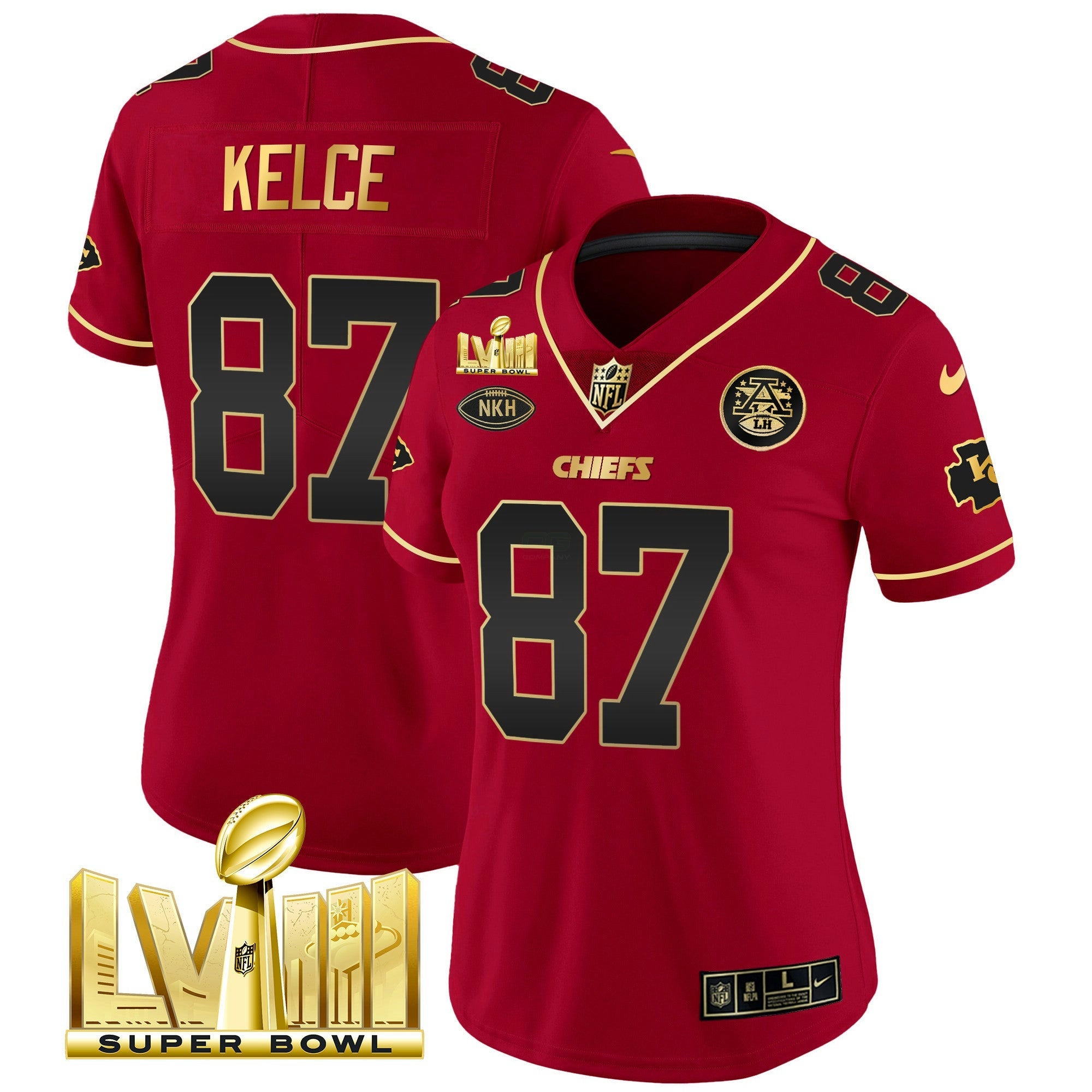 Camisa NFL Women’s Super Bowl LVIII Dourada Patch Vapor Jersey V2