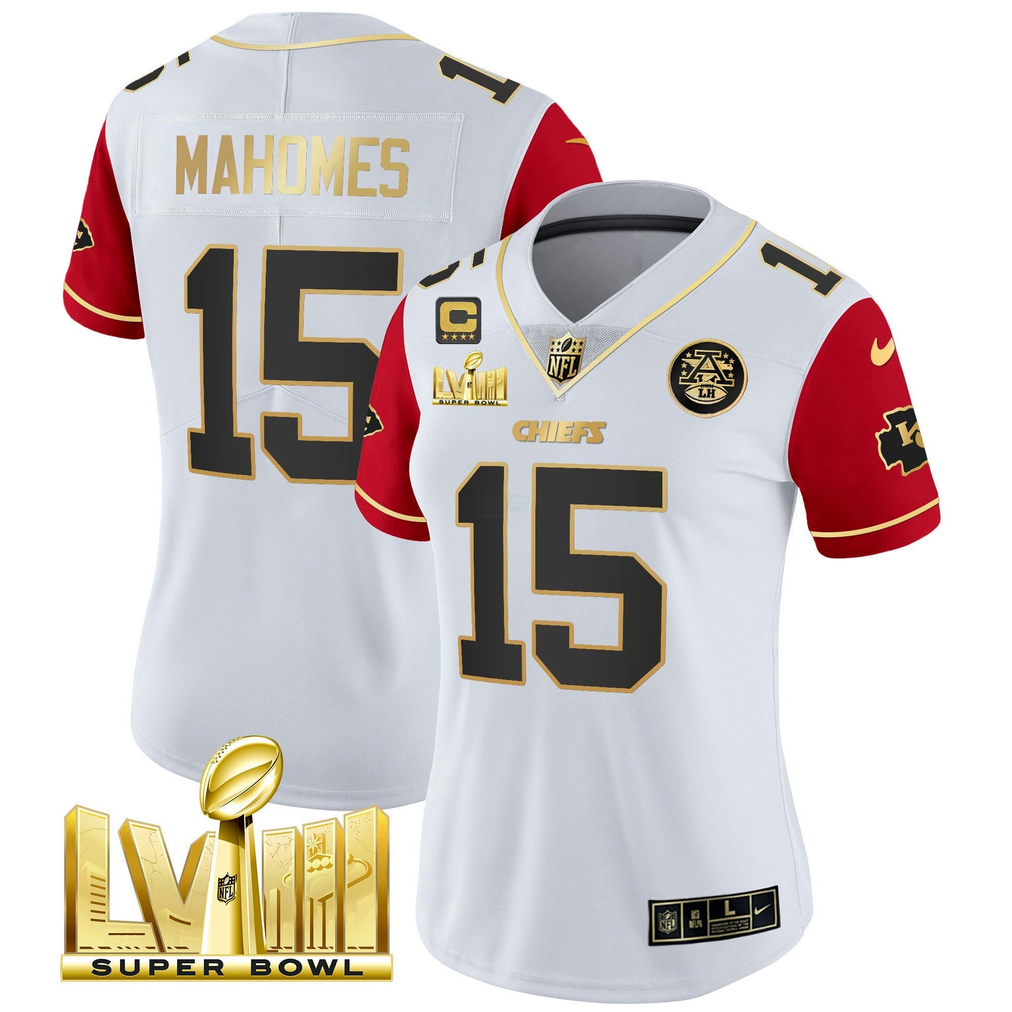 Camisa NFL Women’s Super Bowl LVIII Dourada Patch Vapor Jersey V4