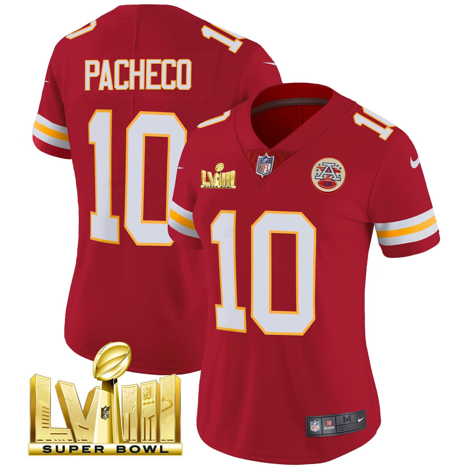 Camisa NFL Women’s Super Bowl LVIII Dourada Patch Vapor Jersey