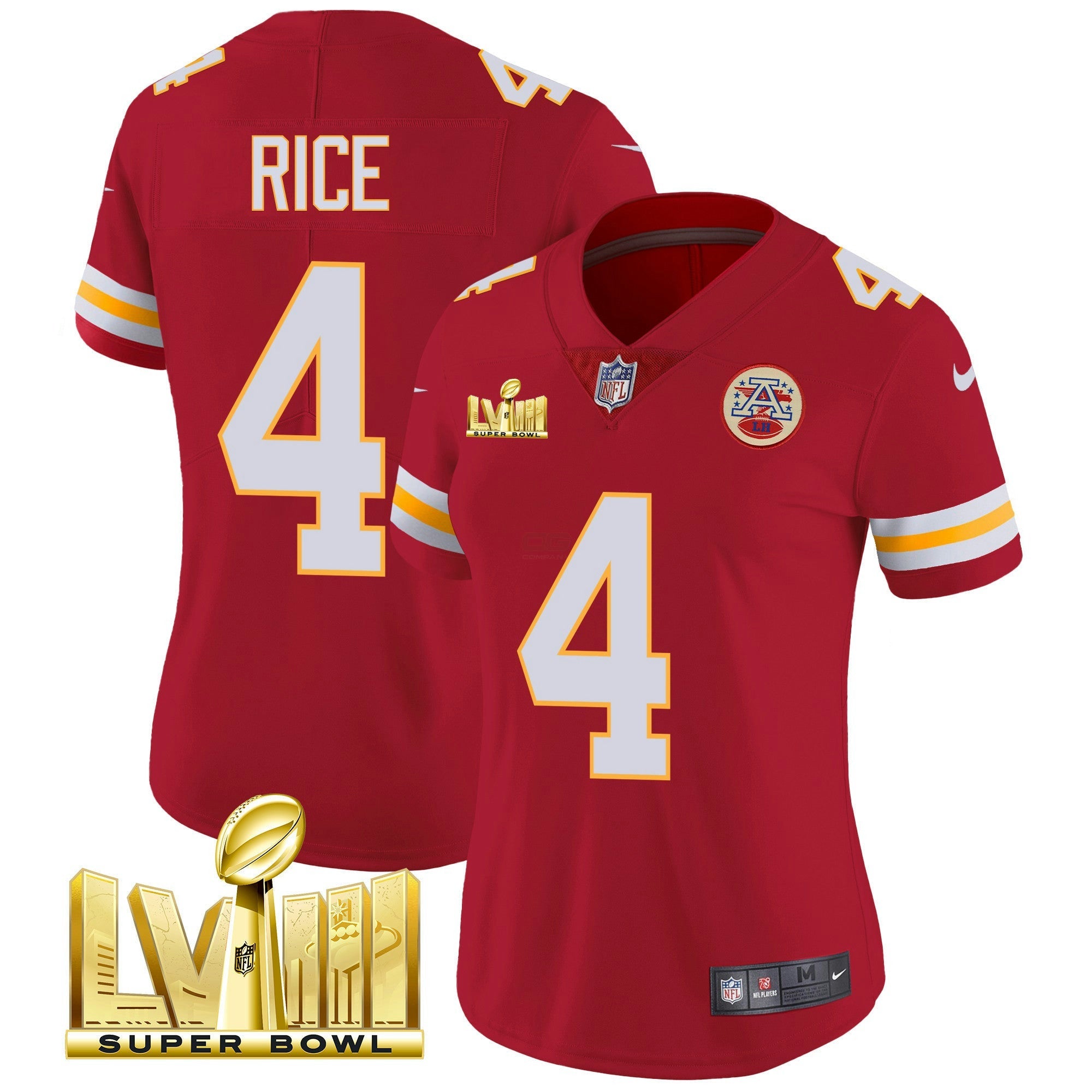Camisa NFL Women’s Super Bowl LVIII Dourada Patch Vapor Jersey
