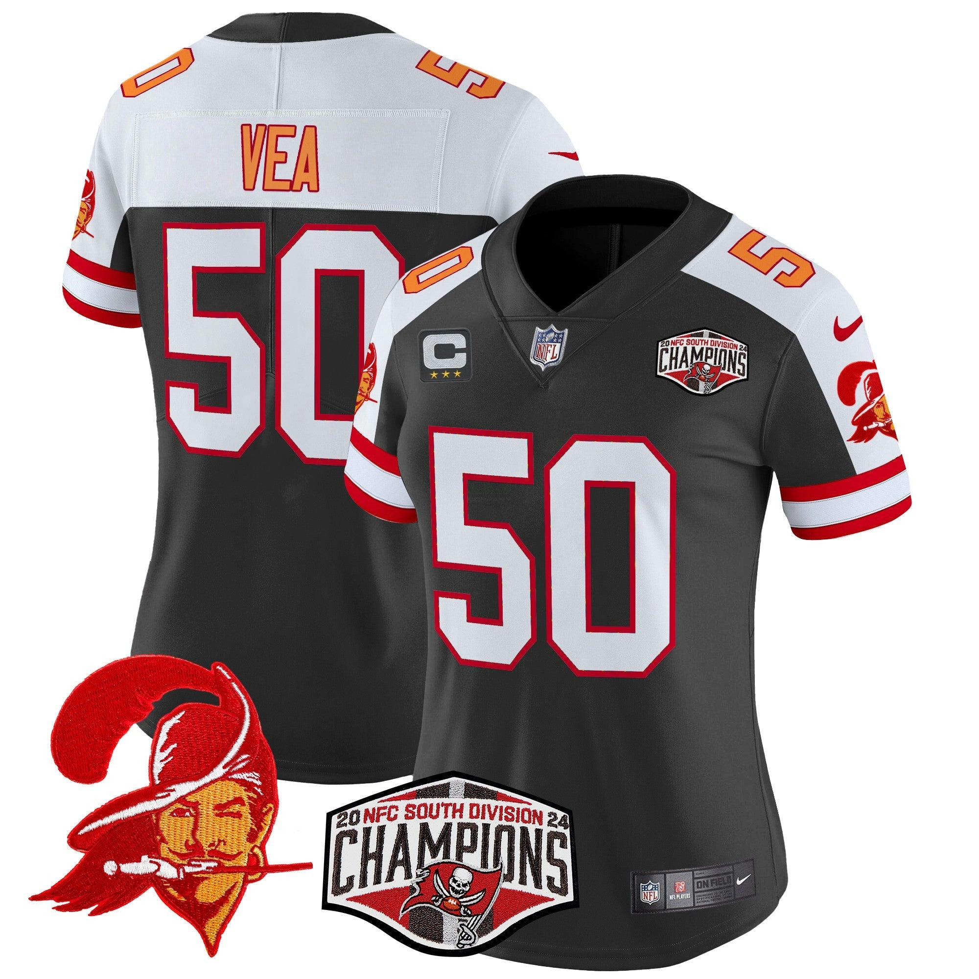 Camisa NFL Women’s Tampa Bay Creamsicle 2024 NFC South Division Champions Patch Vapor Limited Jersey