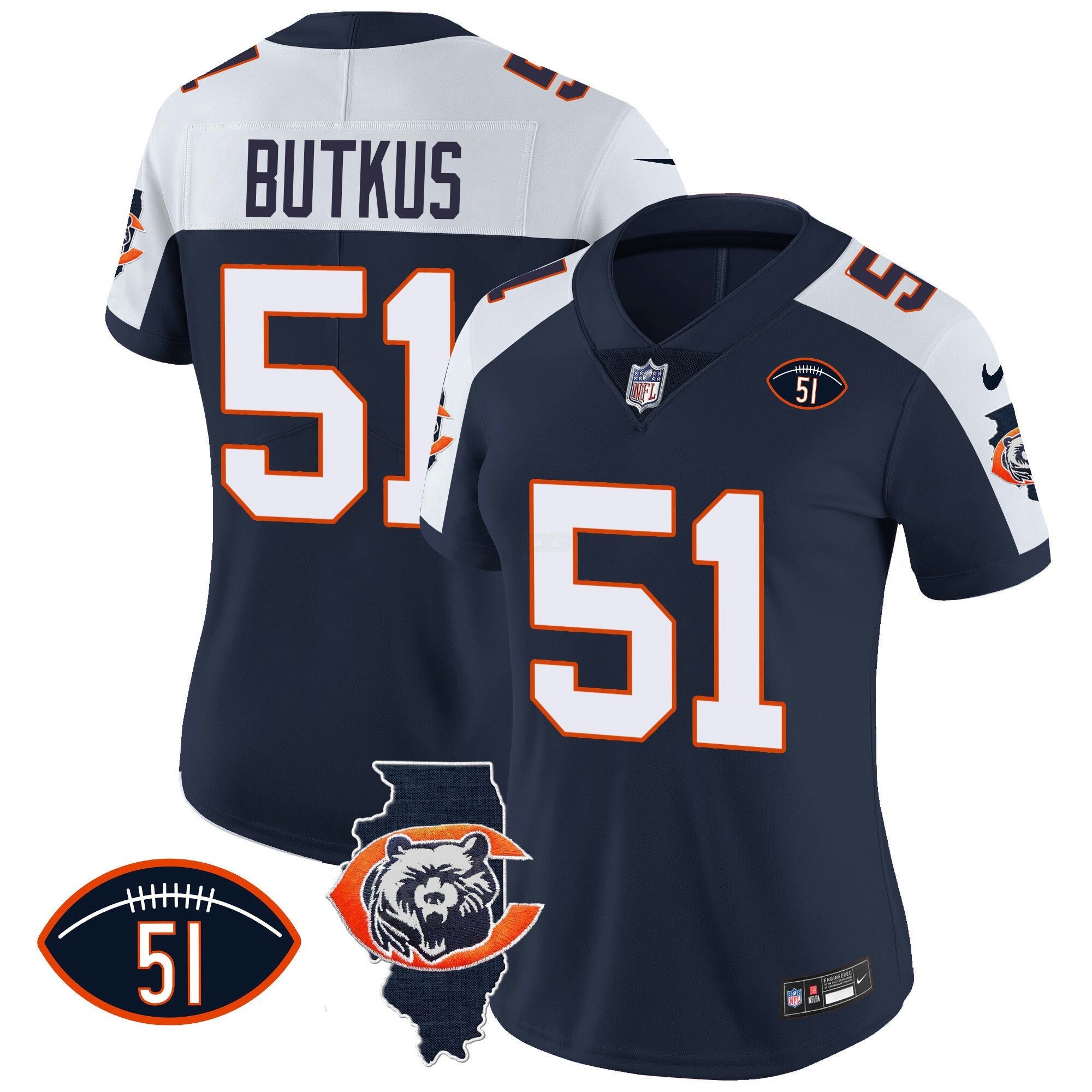 Camisa NFL Women’s Throwback Illinois Patch Vapor Jersey