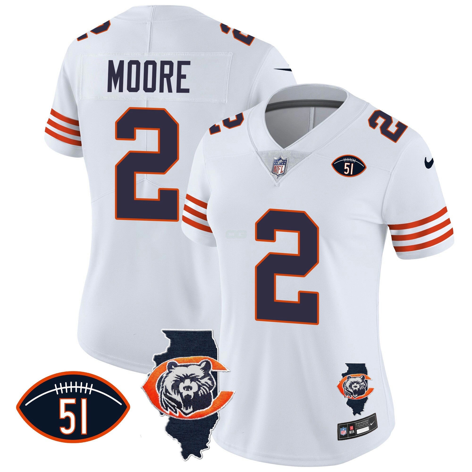 Camisa NFL Women’s Throwback Illinois Patch Vapor Jersey