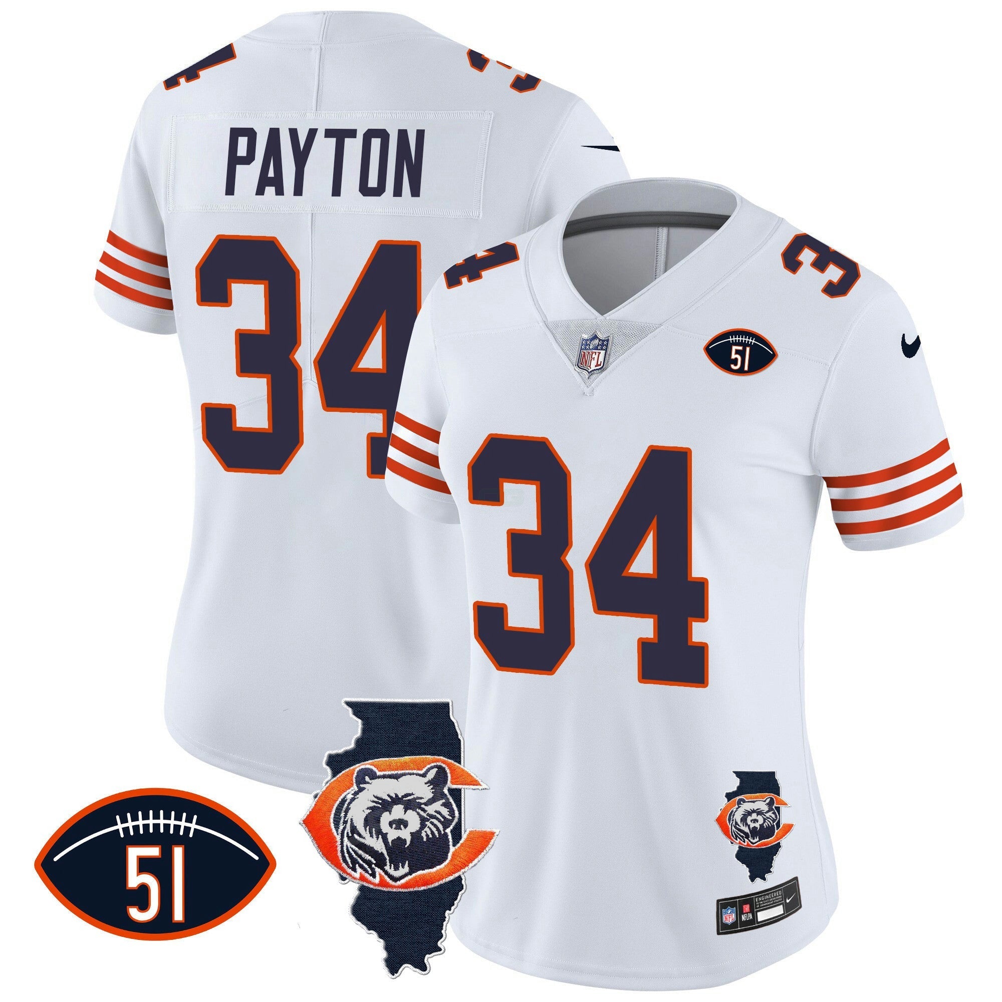 Camisa NFL Women’s Throwback Illinois Patch Vapor Jersey