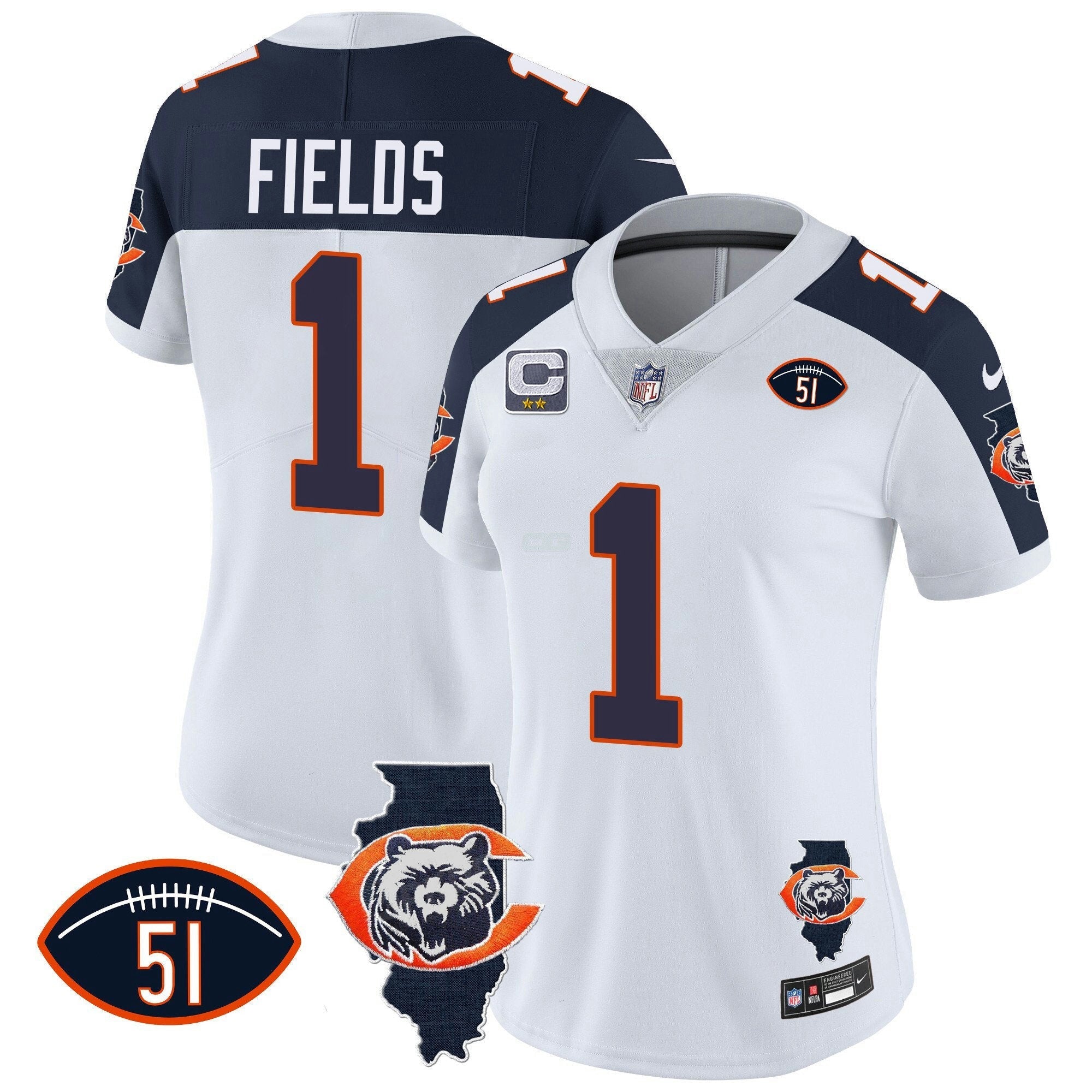 Camisa NFL Women’s Throwback Illinois Patch Vapor Jersey