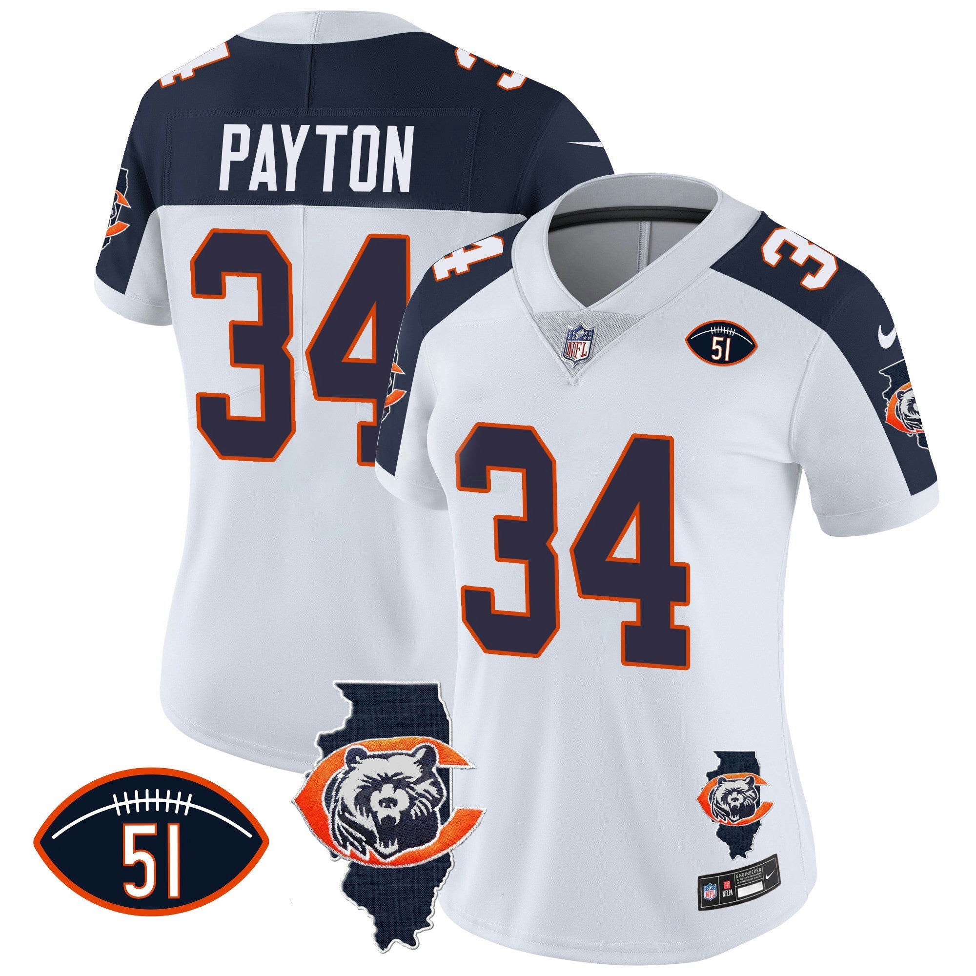 Camisa NFL Women’s Throwback Illinois Patch Vapor Jersey