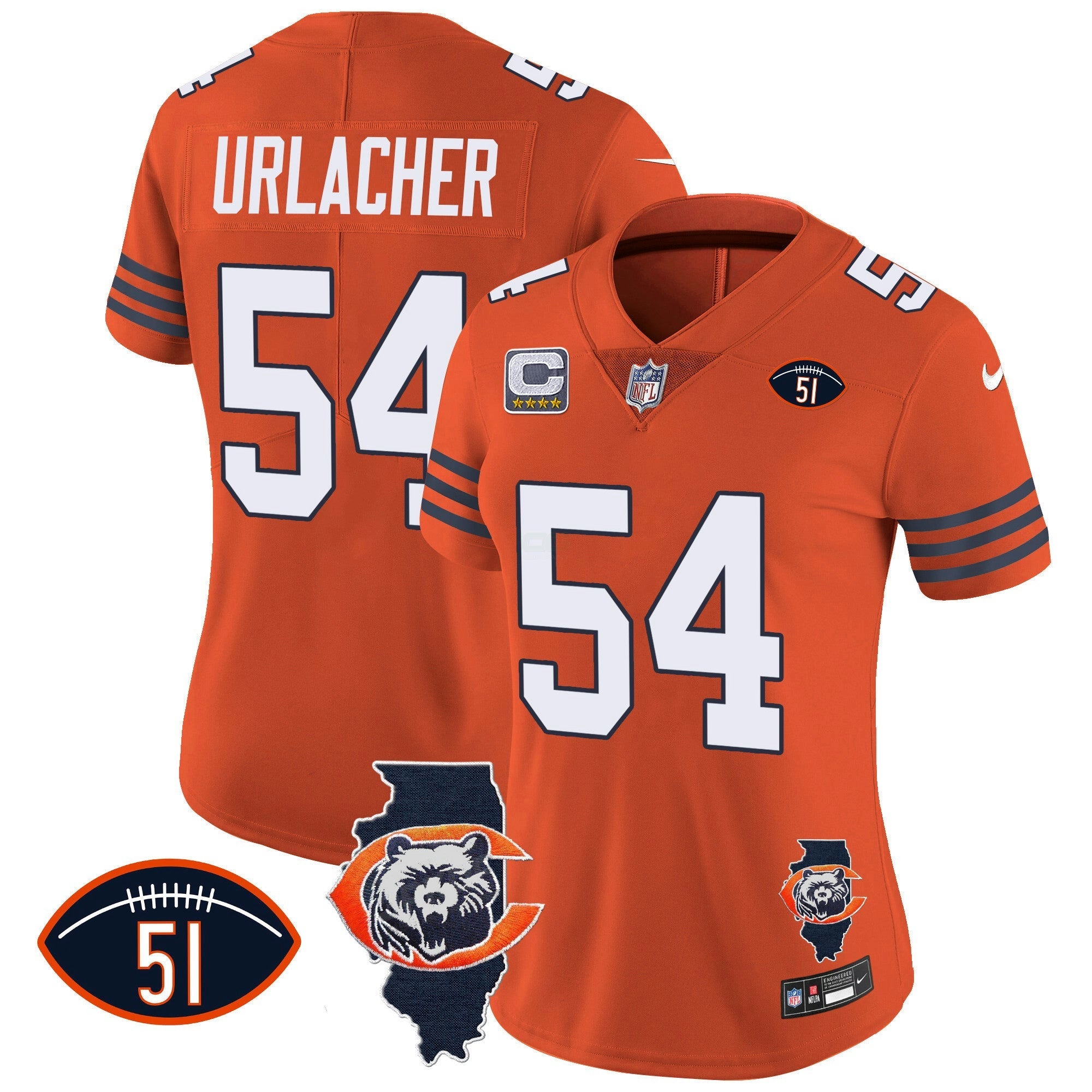 Camisa NFL Women’s Throwback Illinois Patch Vapor Jersey