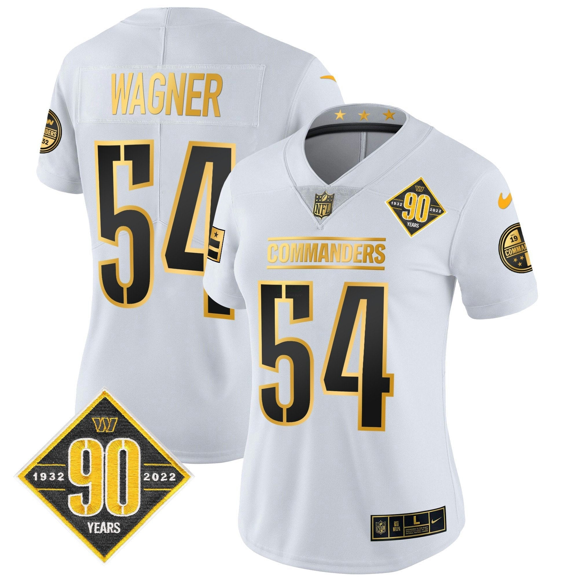 Camisa NFL Women’s Washington 90th Anniversary Patch Dourada Vapor Limited Jersey