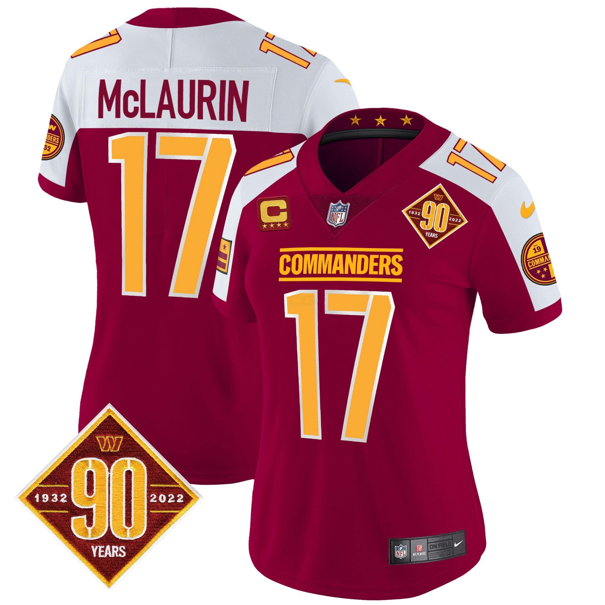 Camisa NFL Women’s Washington 90th Anniversary Patch Vapor Jersey