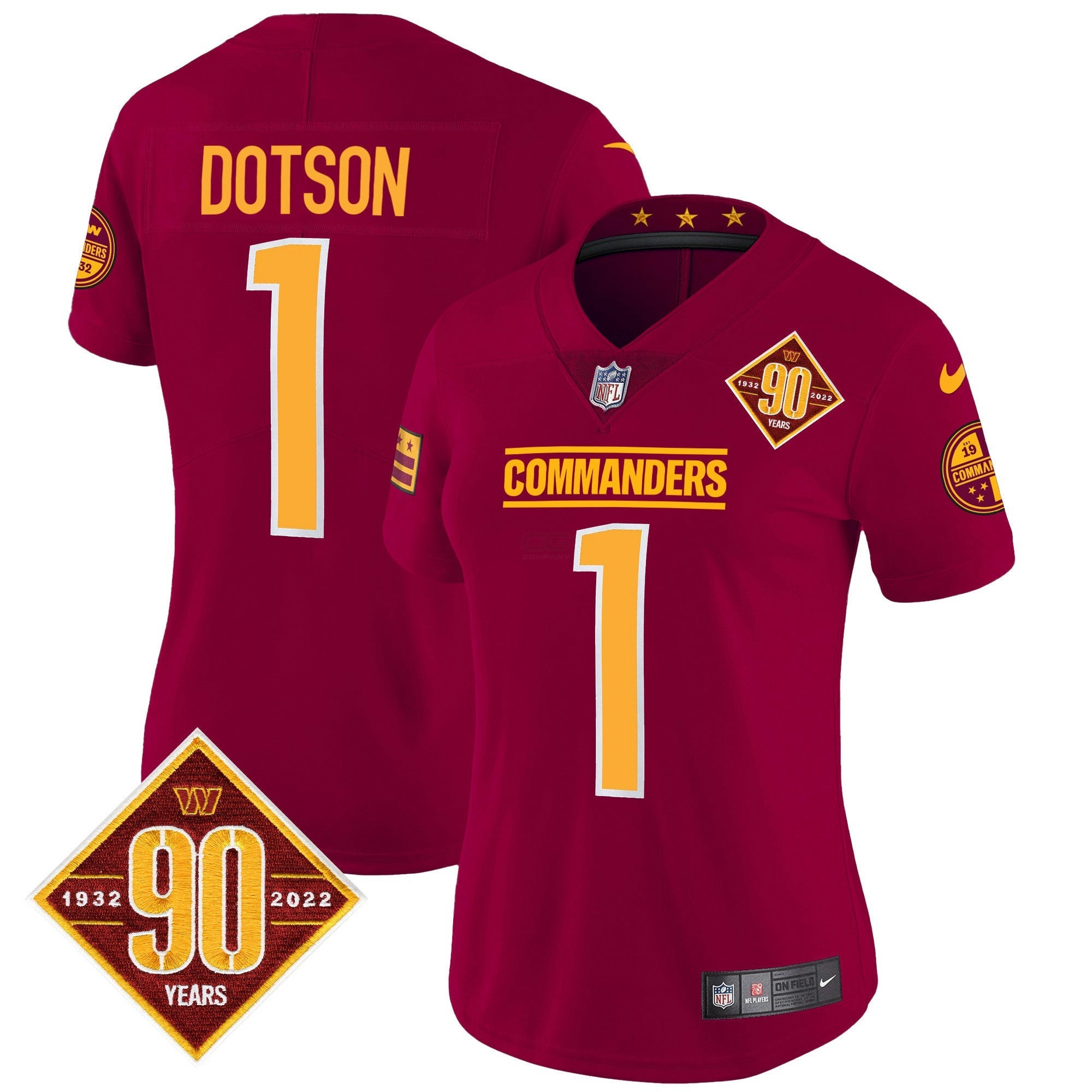 Camisa NFL Women’s Washington 90th Anniversary Patch Vapor Jersey