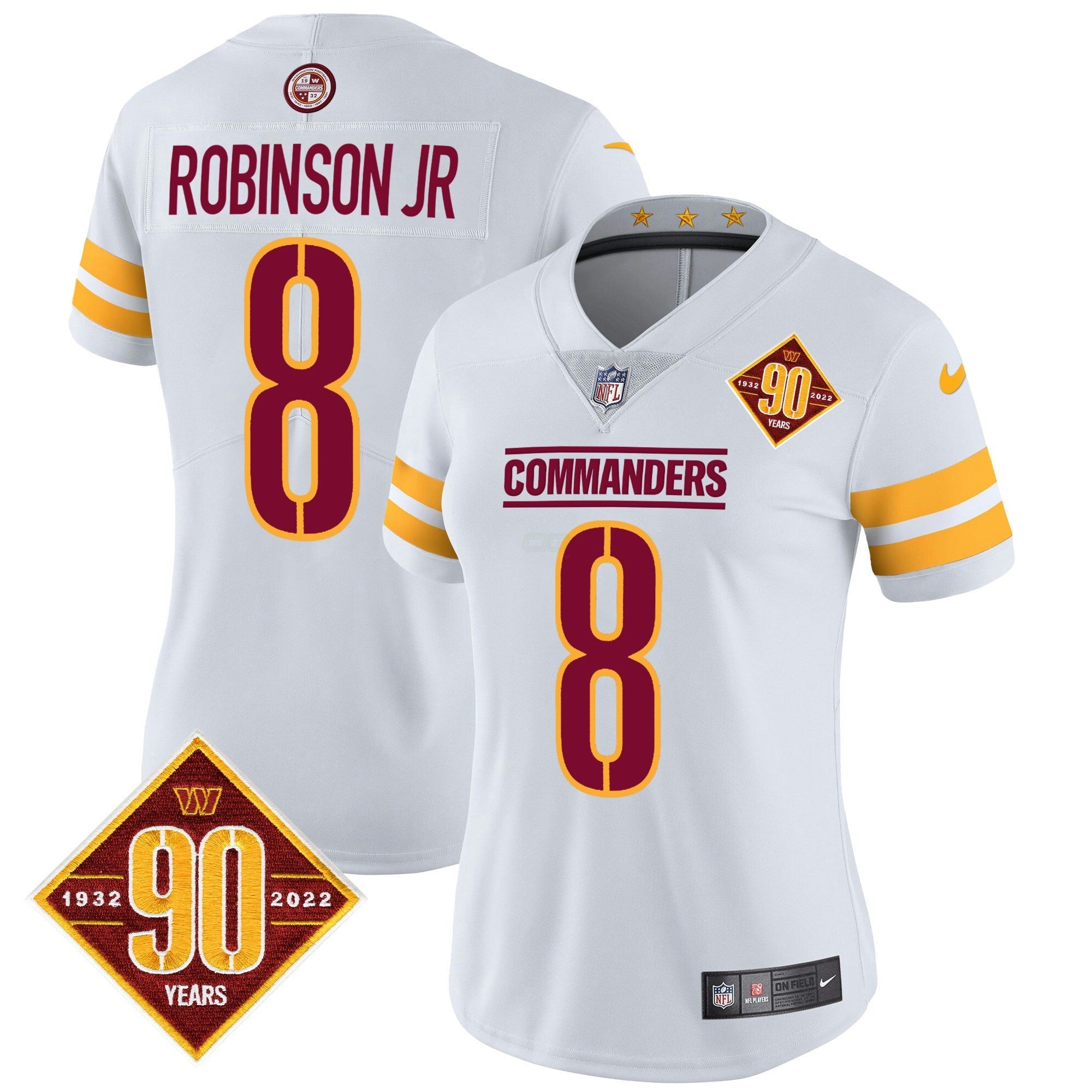 Camisa NFL Women’s Washington 90th Anniversary Patch Vapor Jersey V2