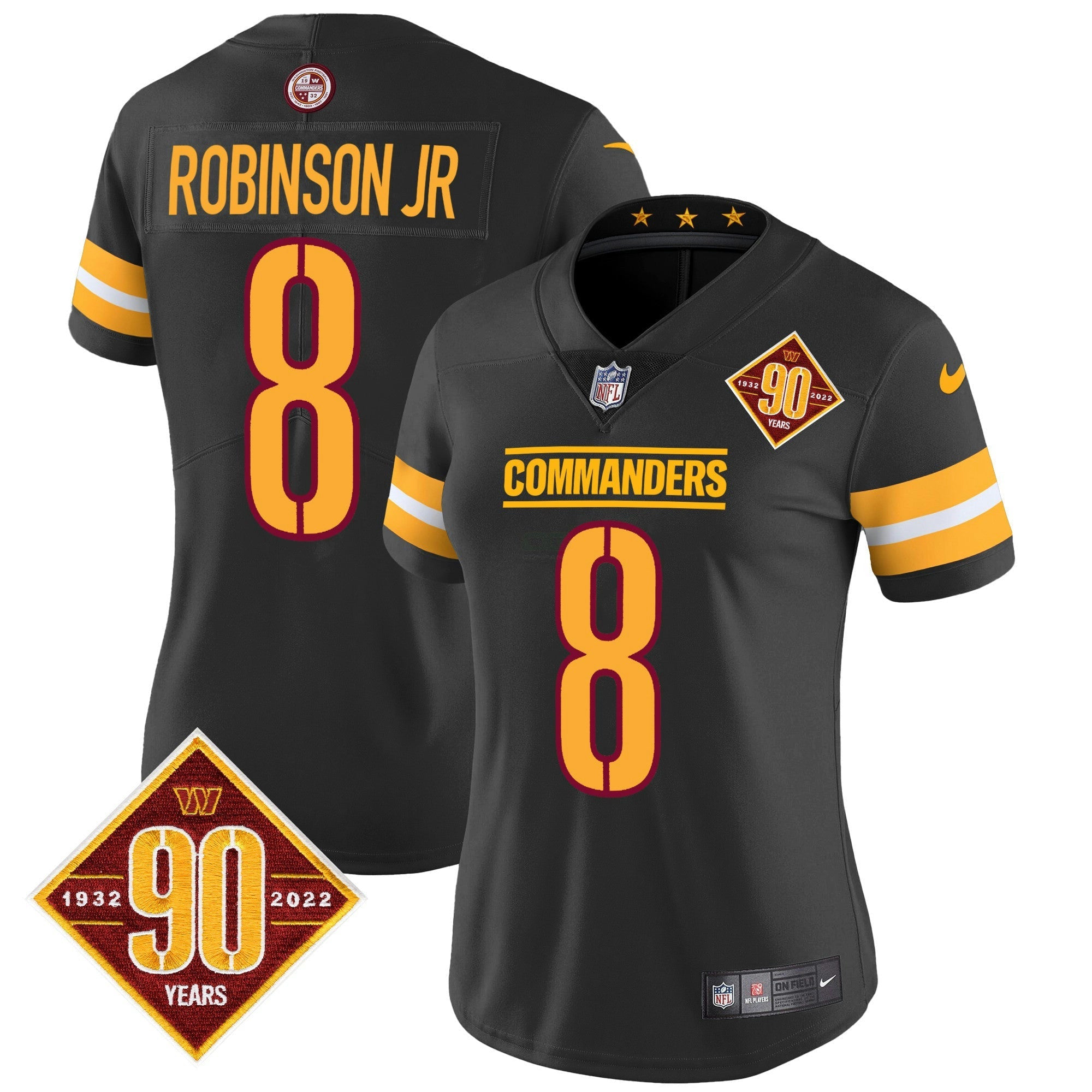 Camisa NFL Women’s Washington 90th Anniversary Patch Vapor Jersey V2