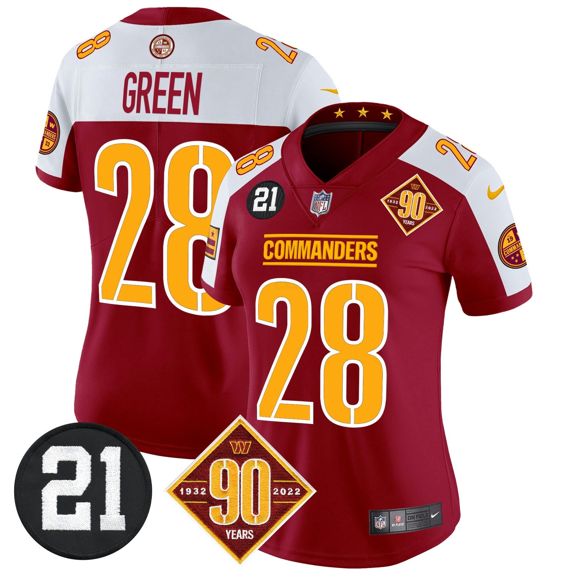 Camisa NFL Women’s Washington 90th & Sean Taylor Patch Vapor Limited Jersey