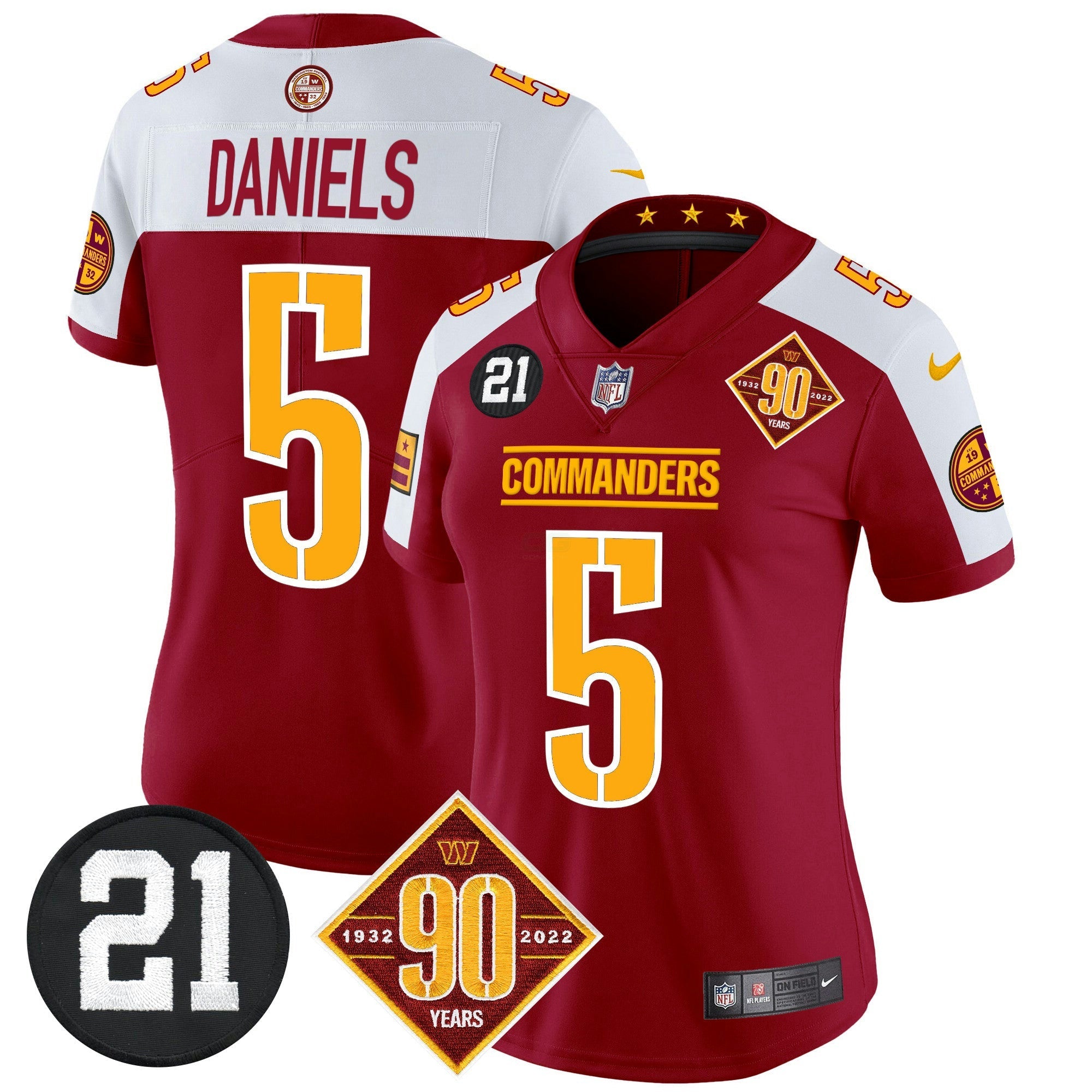 Camisa NFL Women’s Washington 90th & Sean Taylor Patch Vapor Limited Jersey