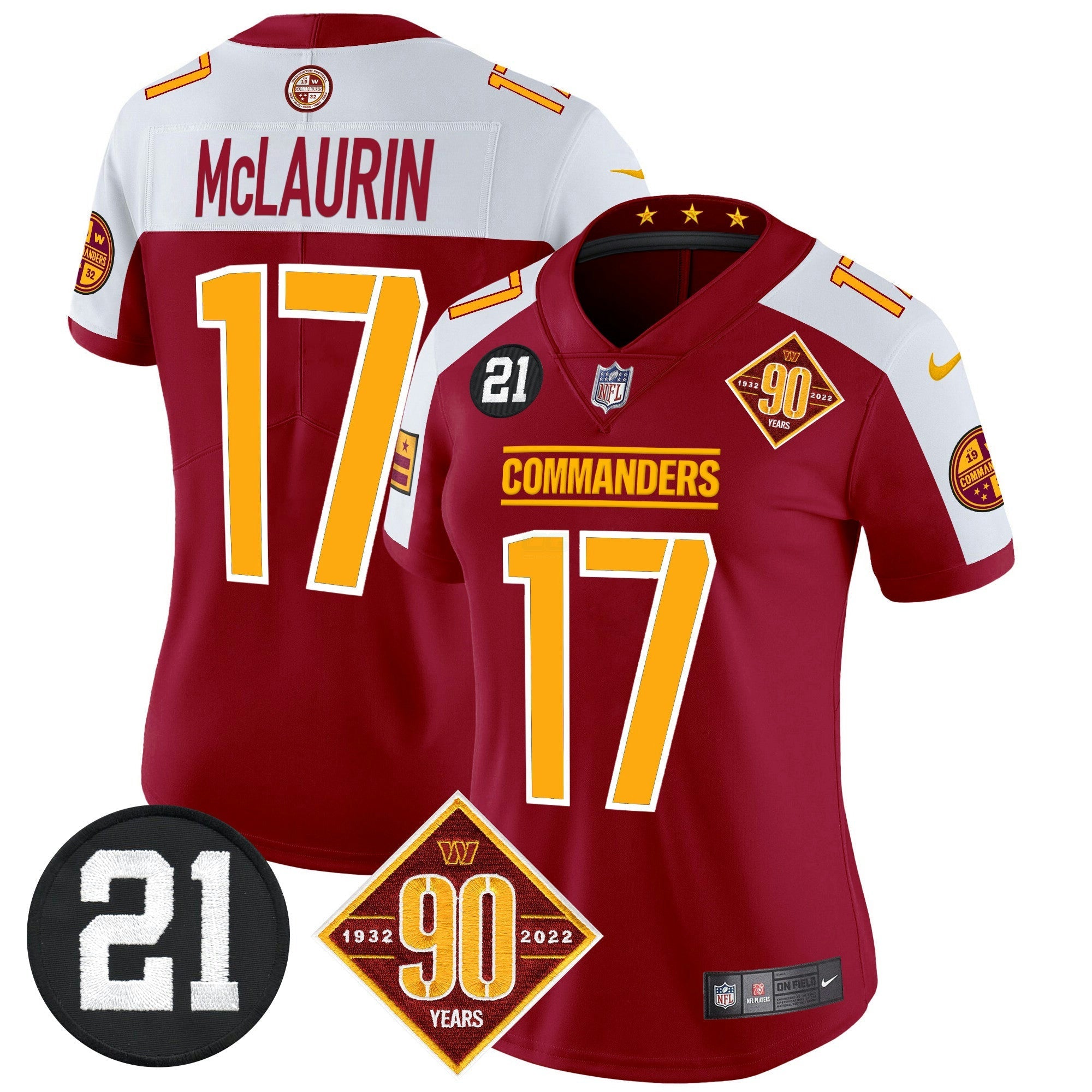 Camisa NFL Women’s Washington 90th & Sean Taylor Patch Vapor Limited Jersey