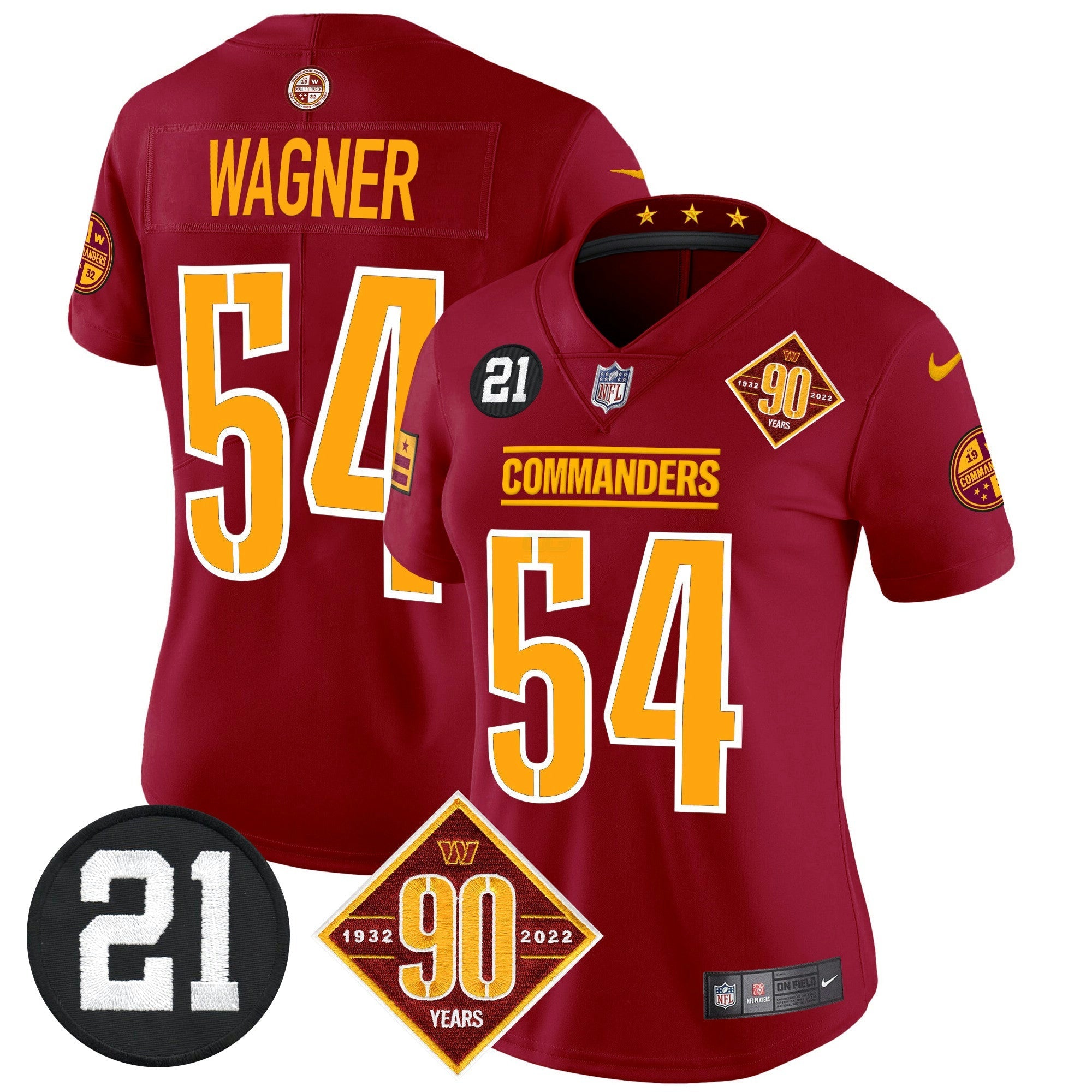Camisa NFL Women’s Washington 90th & Sean Taylor Patch Vapor Limited Jersey