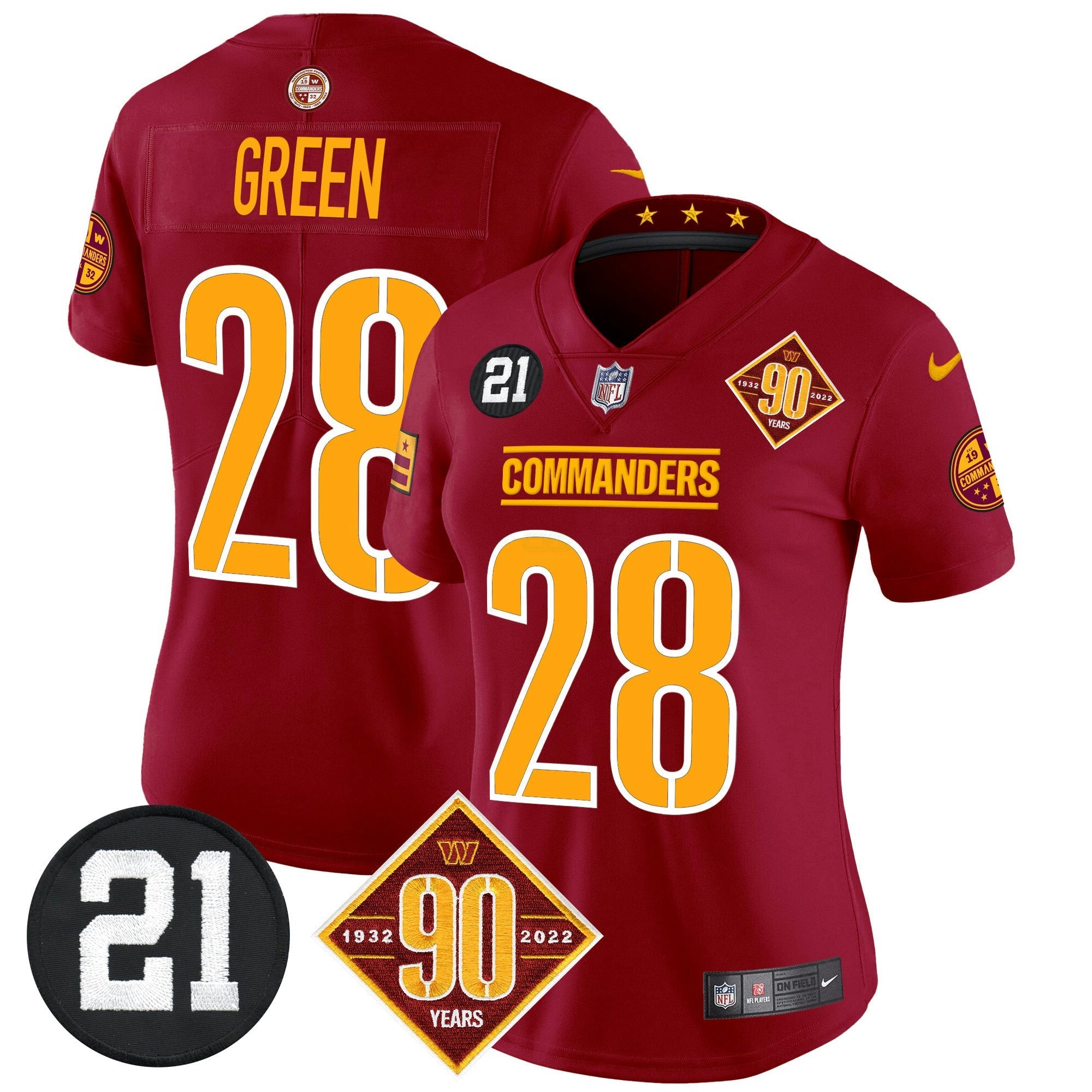 Camisa NFL Women’s Washington 90th & Sean Taylor Patch Vapor Limited Jersey