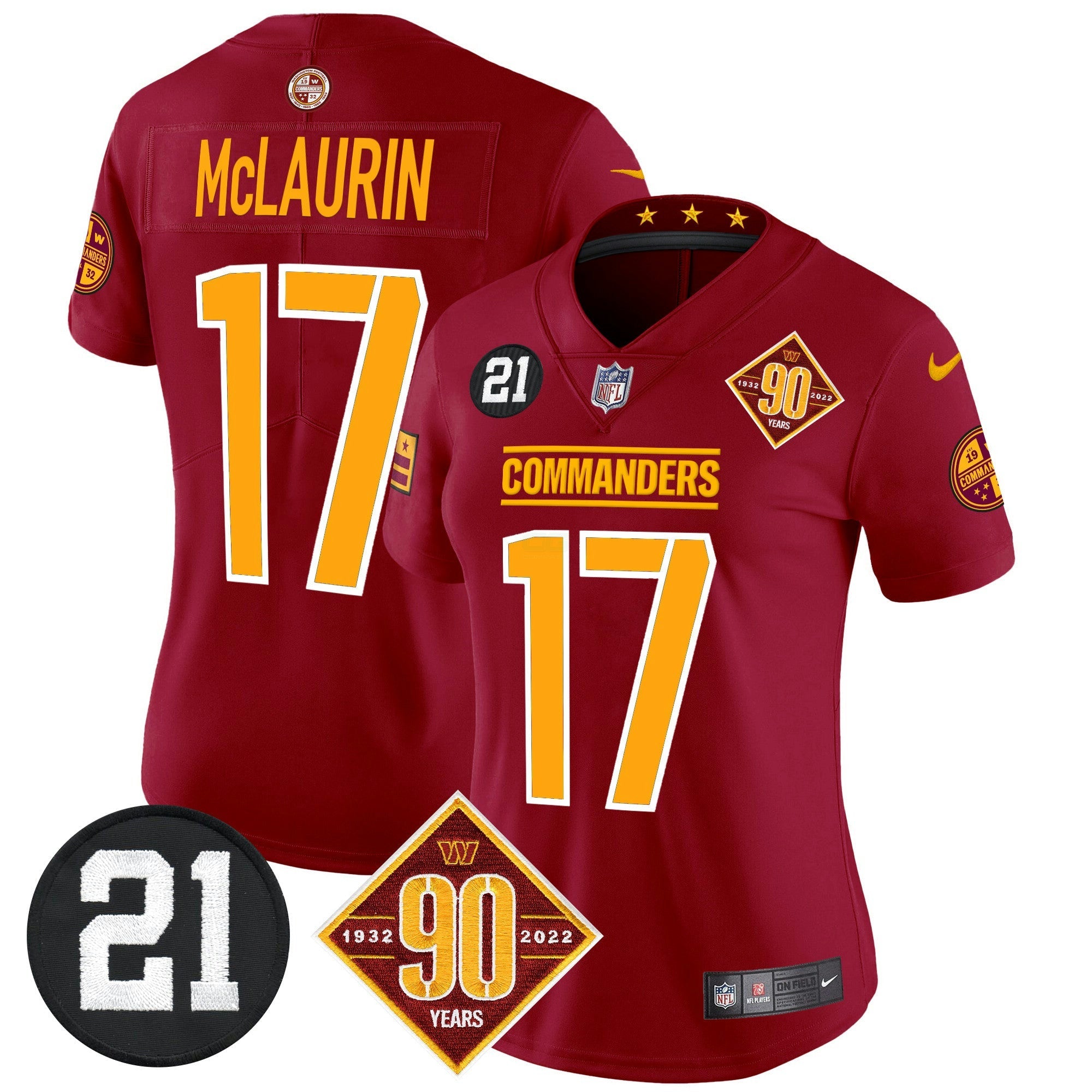 Camisa NFL Women’s Washington 90th & Sean Taylor Patch Vapor Limited Jersey