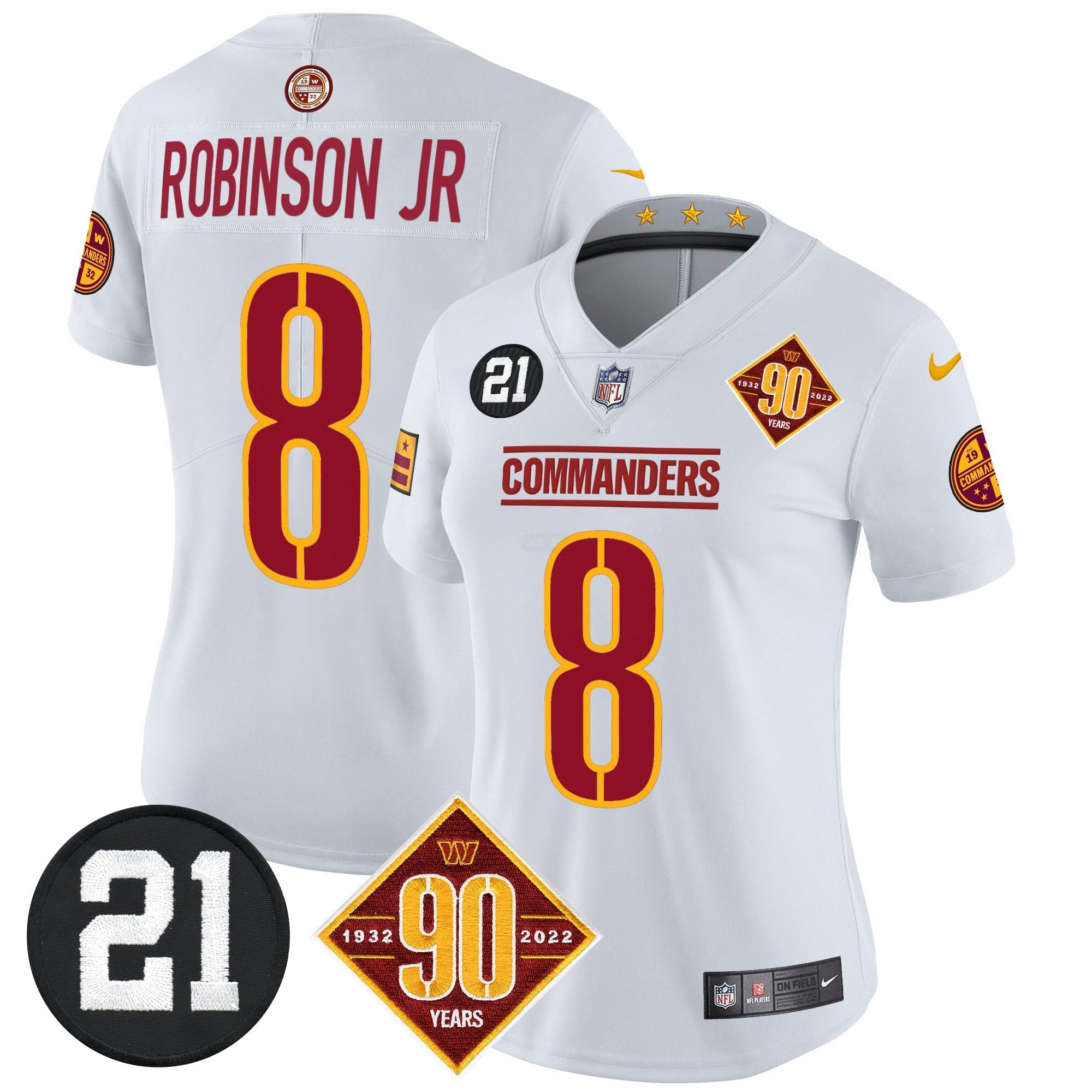 Camisa NFL Women’s Washington 90th & Sean Taylor Patch Vapor Limited Jersey