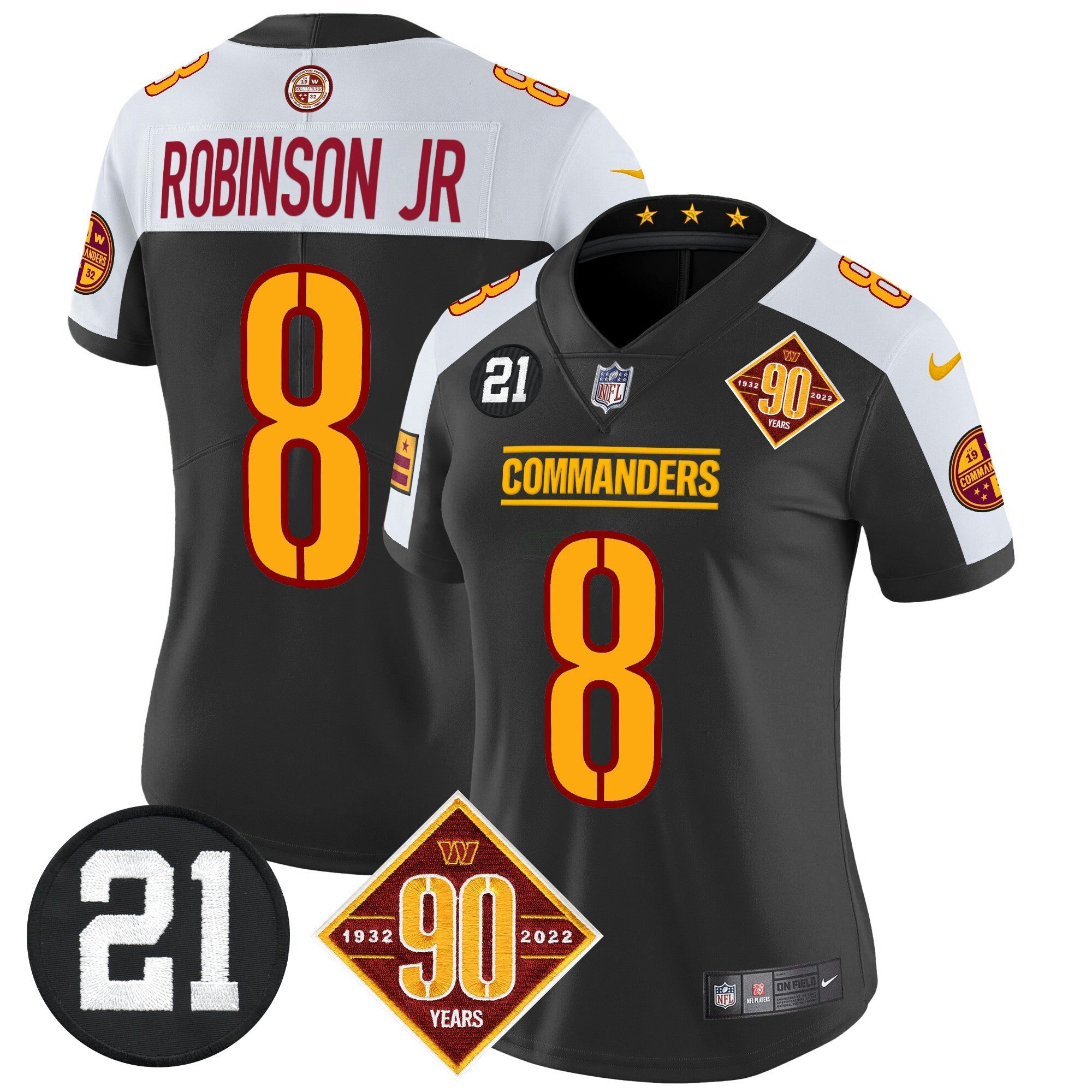 Camisa NFL Women’s Washington 90th & Sean Taylor Patch Vapor Limited Jersey