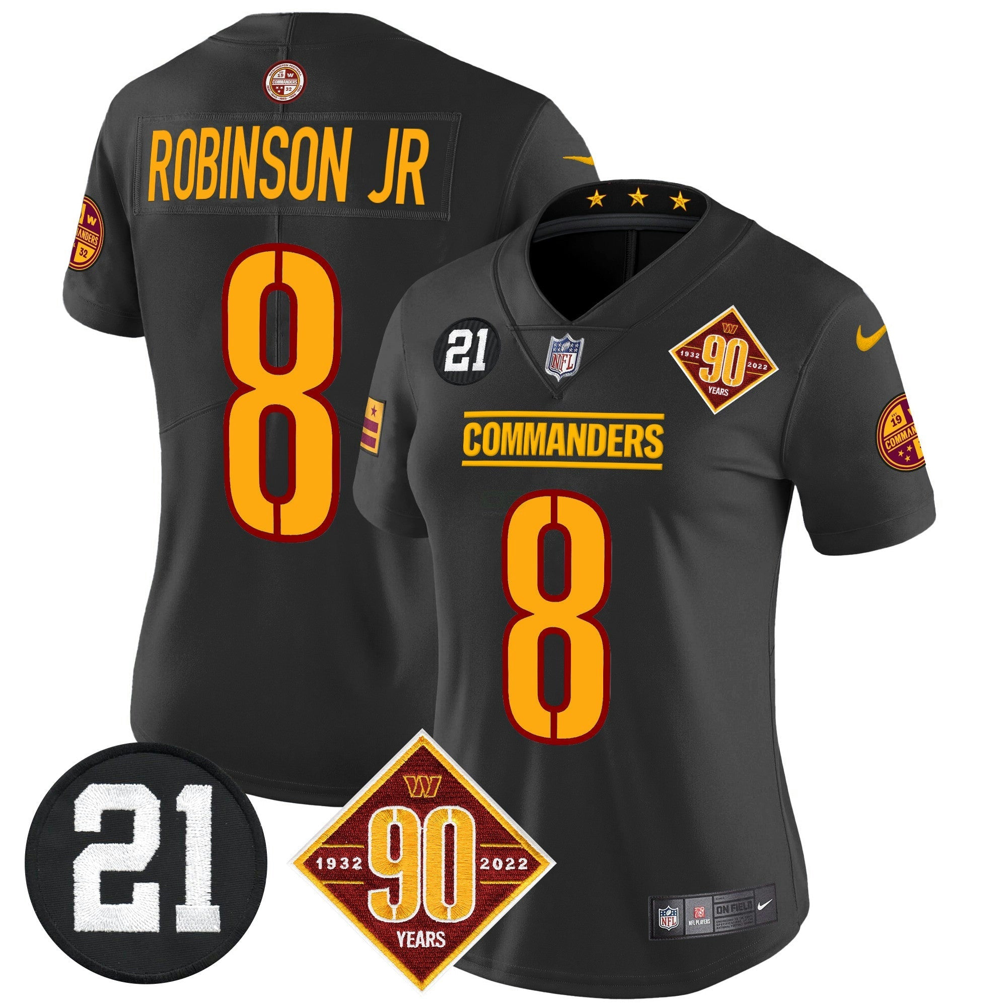 Camisa NFL Women’s Washington 90th & Sean Taylor Patch Vapor Limited Jersey