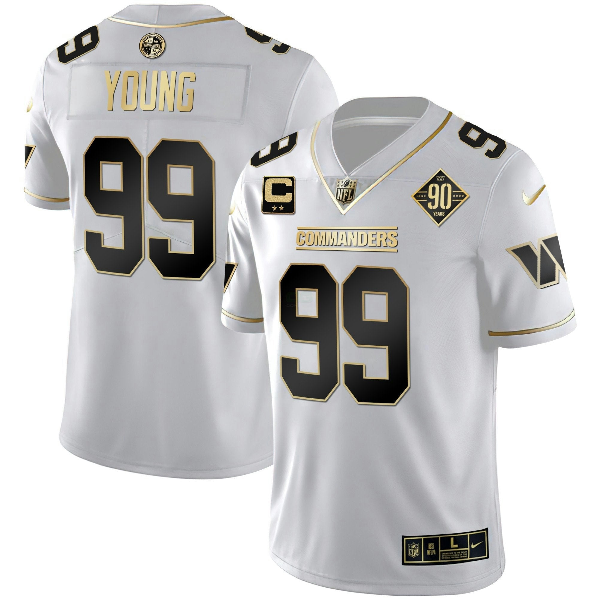 Camisa NFL Women’s Washington Branca Dourada & Preta Dourada Vapor Limited Jersey