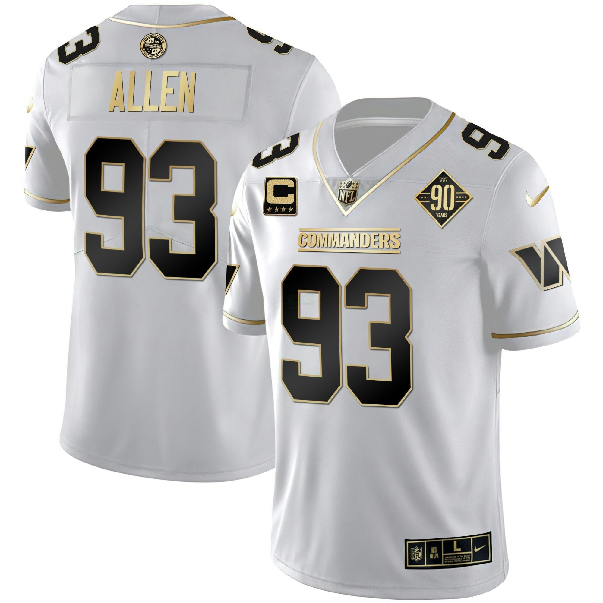 Camisa NFL Women’s Washington Branca Dourada & Preta Dourada Vapor Limited Jersey