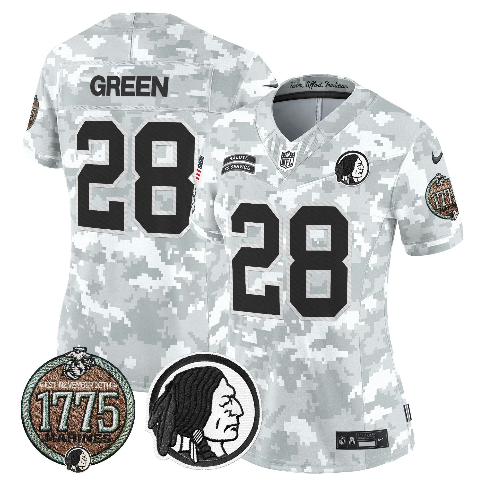 Camisa NFL Women’s Washington Redskins 2024 Salute to Service Establishment Year Patch Vapor Limited Jersey