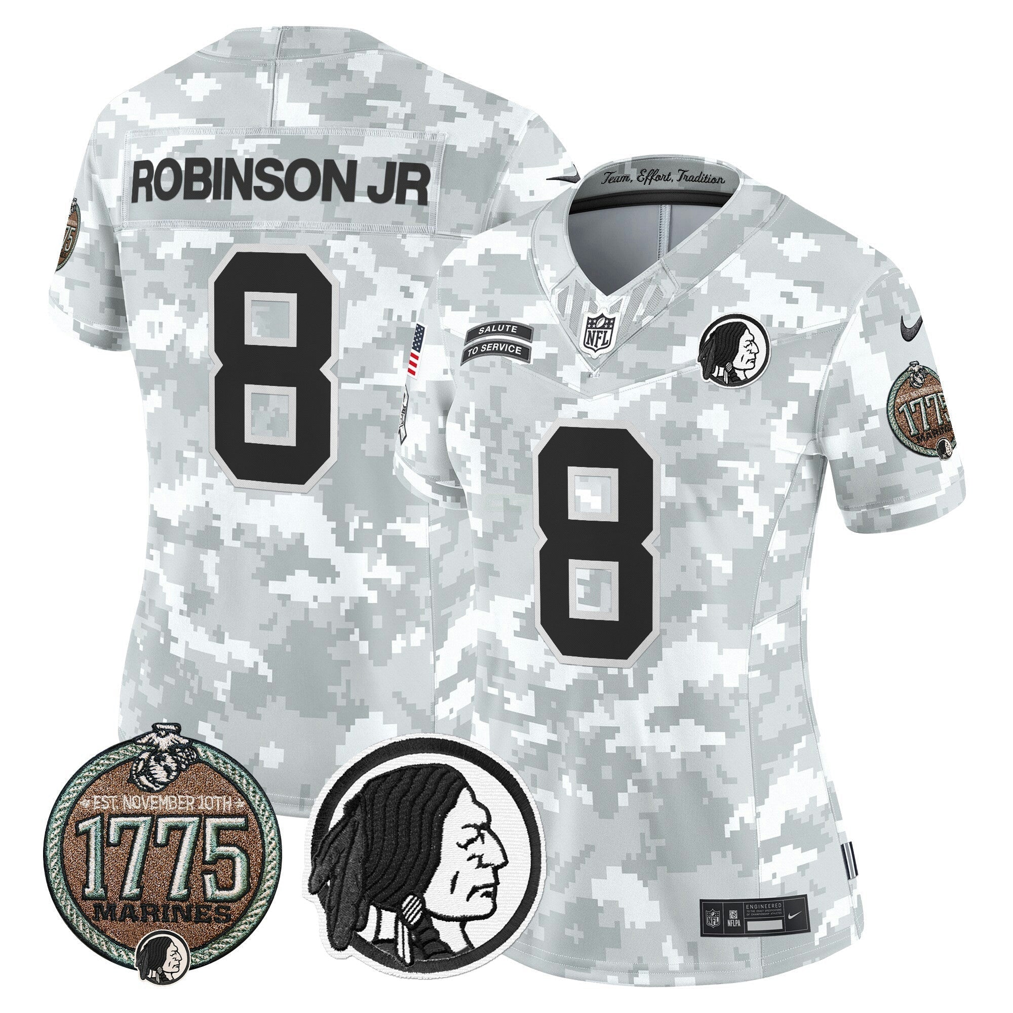 Camisa NFL Women’s Washington Redskins 2024 Salute to Service Establishment Year Patch Vapor Limited Jersey