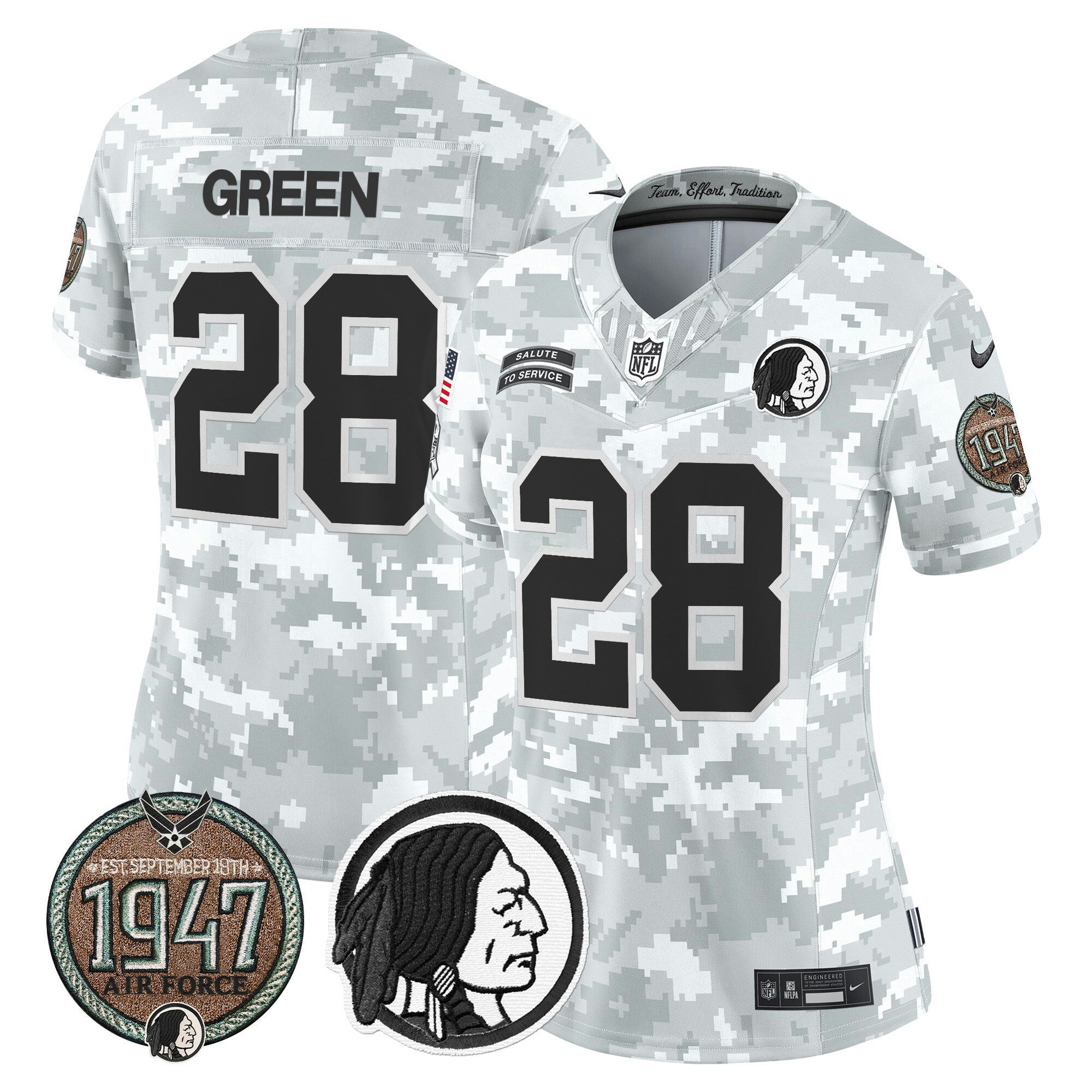 Camisa NFL Women’s Washington Redskins 2024 Salute to Service Establishment Year Patch Vapor Limited Jersey