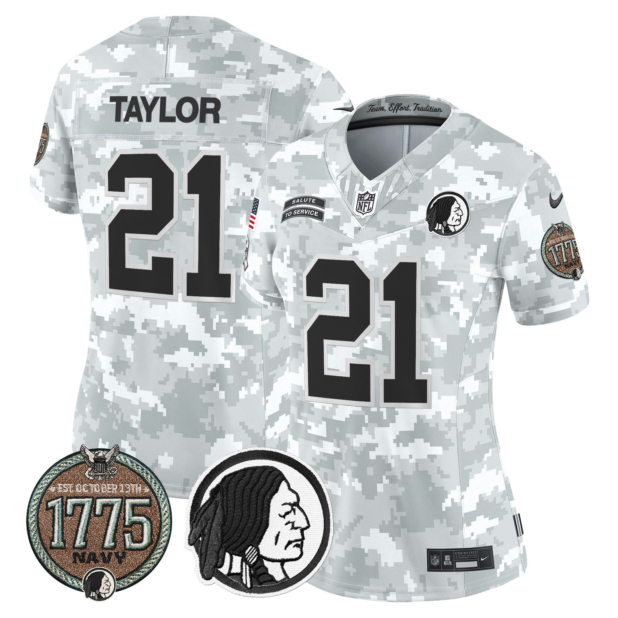 Camisa NFL Women’s Washington Redskins 2024 Salute to Service Establishment Year Patch Vapor Limited Jersey